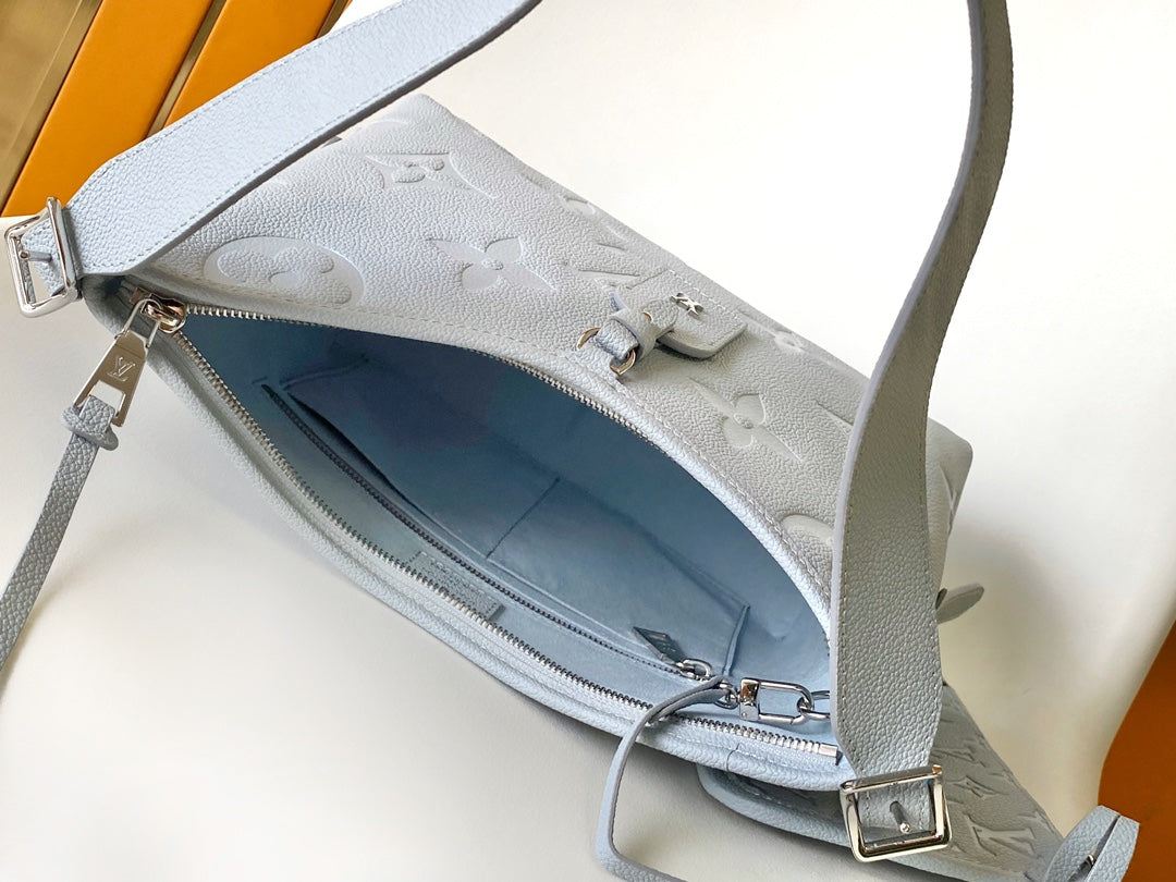Louis Vuitton Elegant Pastel Blue Quilted Leather Shoulder Bag for Women
