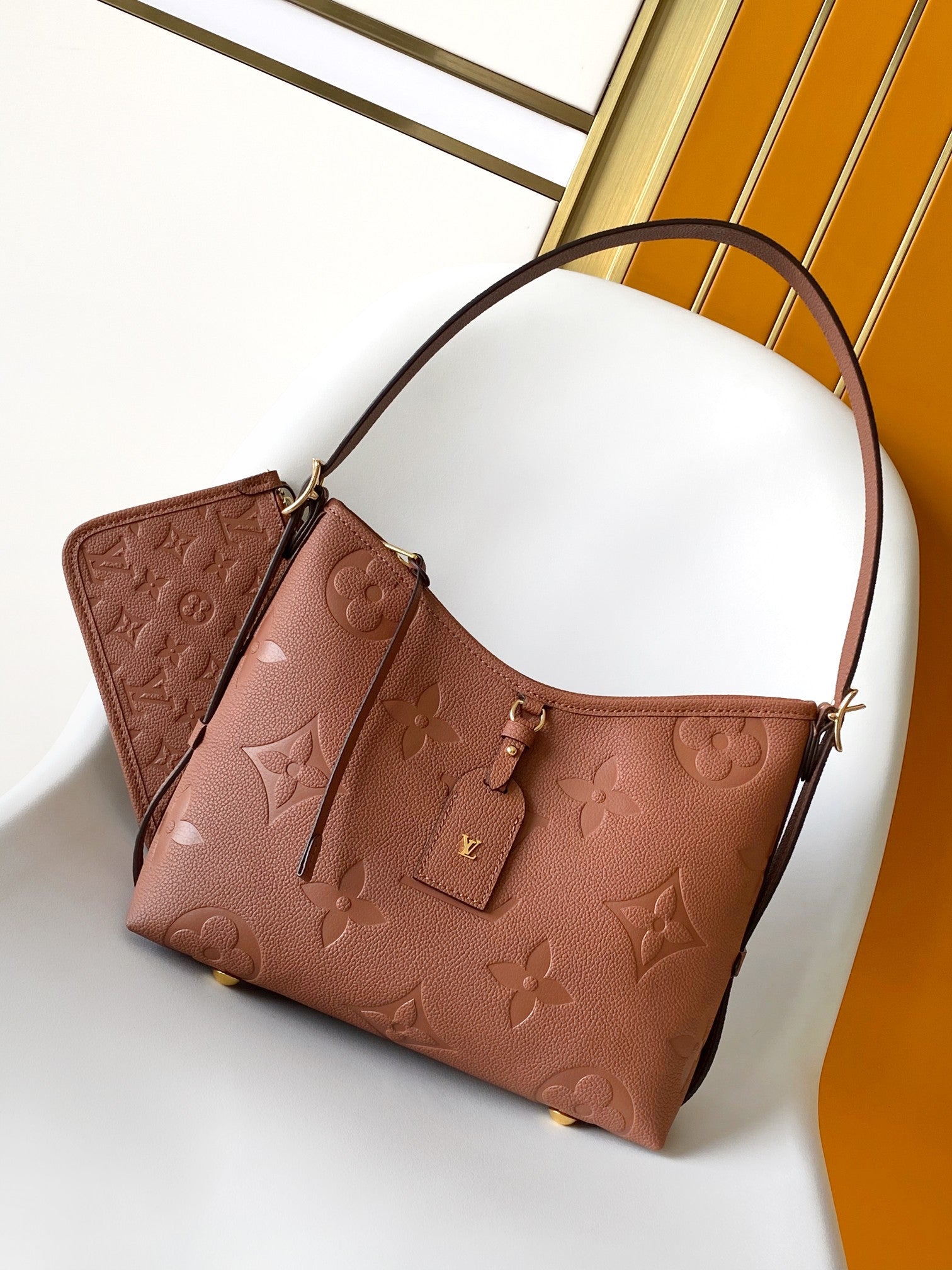 Louis Vuitton Monogram Empreinte Leather Hobo Shoulder Bag - Brown