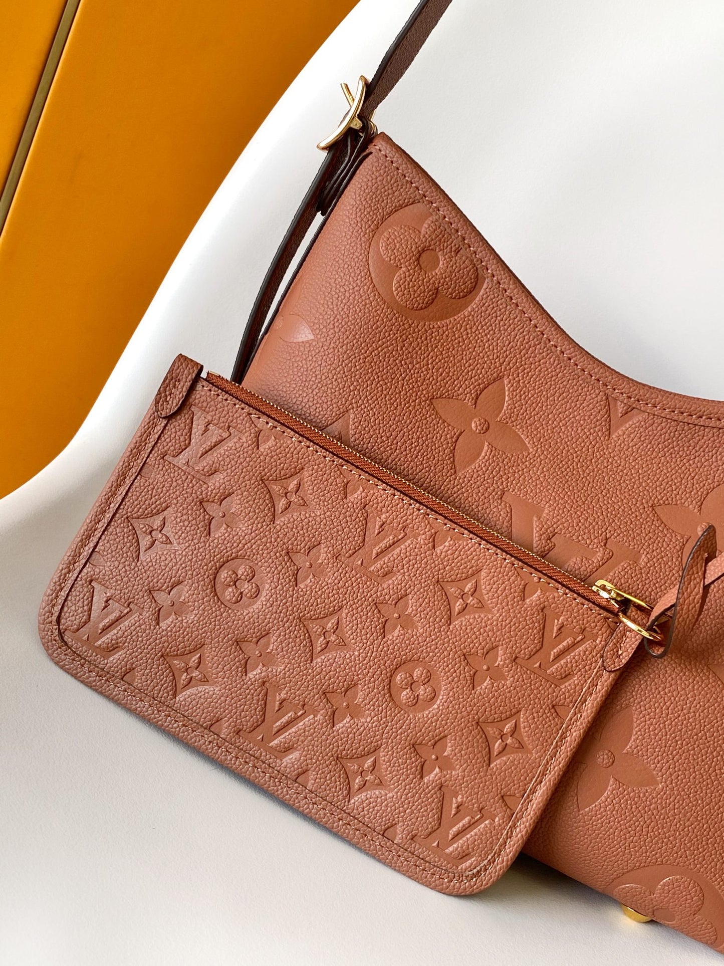 Louis Vuitton Monogram Empreinte Leather Hobo Shoulder Bag - Brown