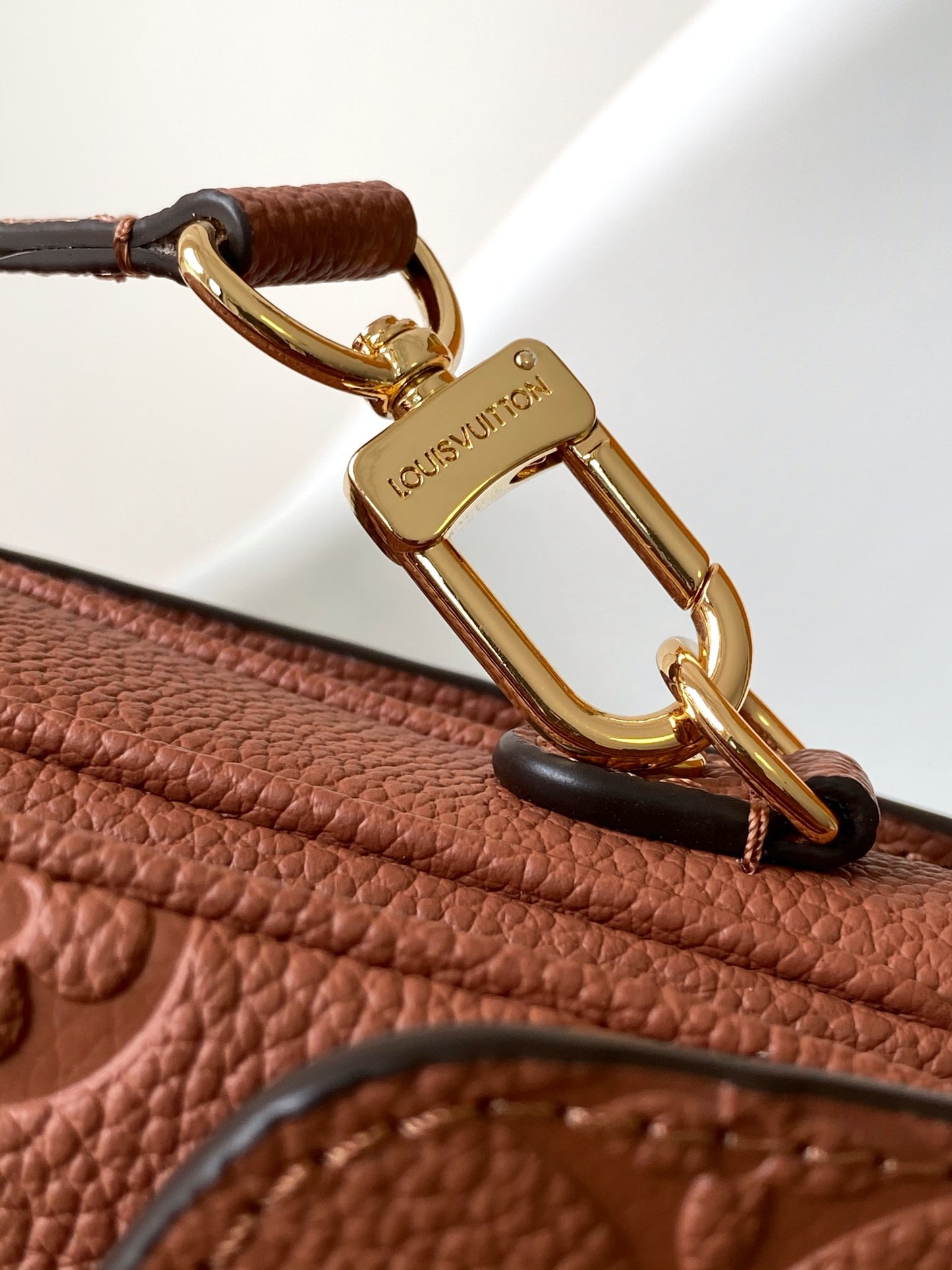 Louis Vuitton Brown Embossed Monogram Leather Crossbody Satchel Bag