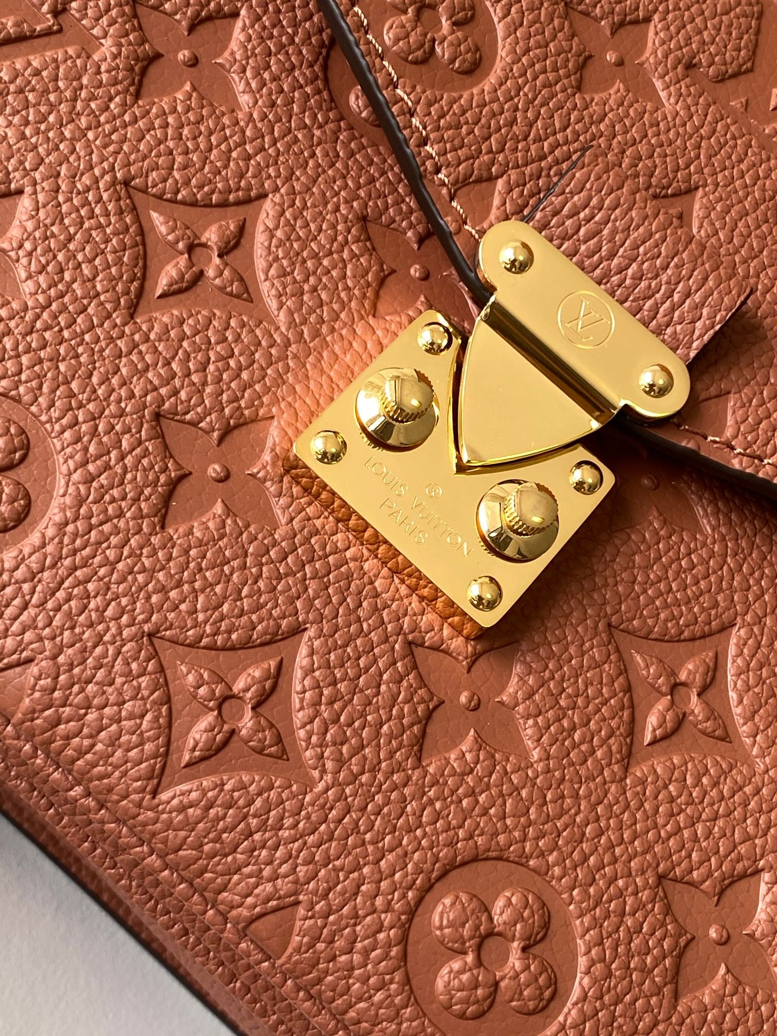 Louis Vuitton Pochette Métis Monogram Empreinte Leather Cognac Handbag