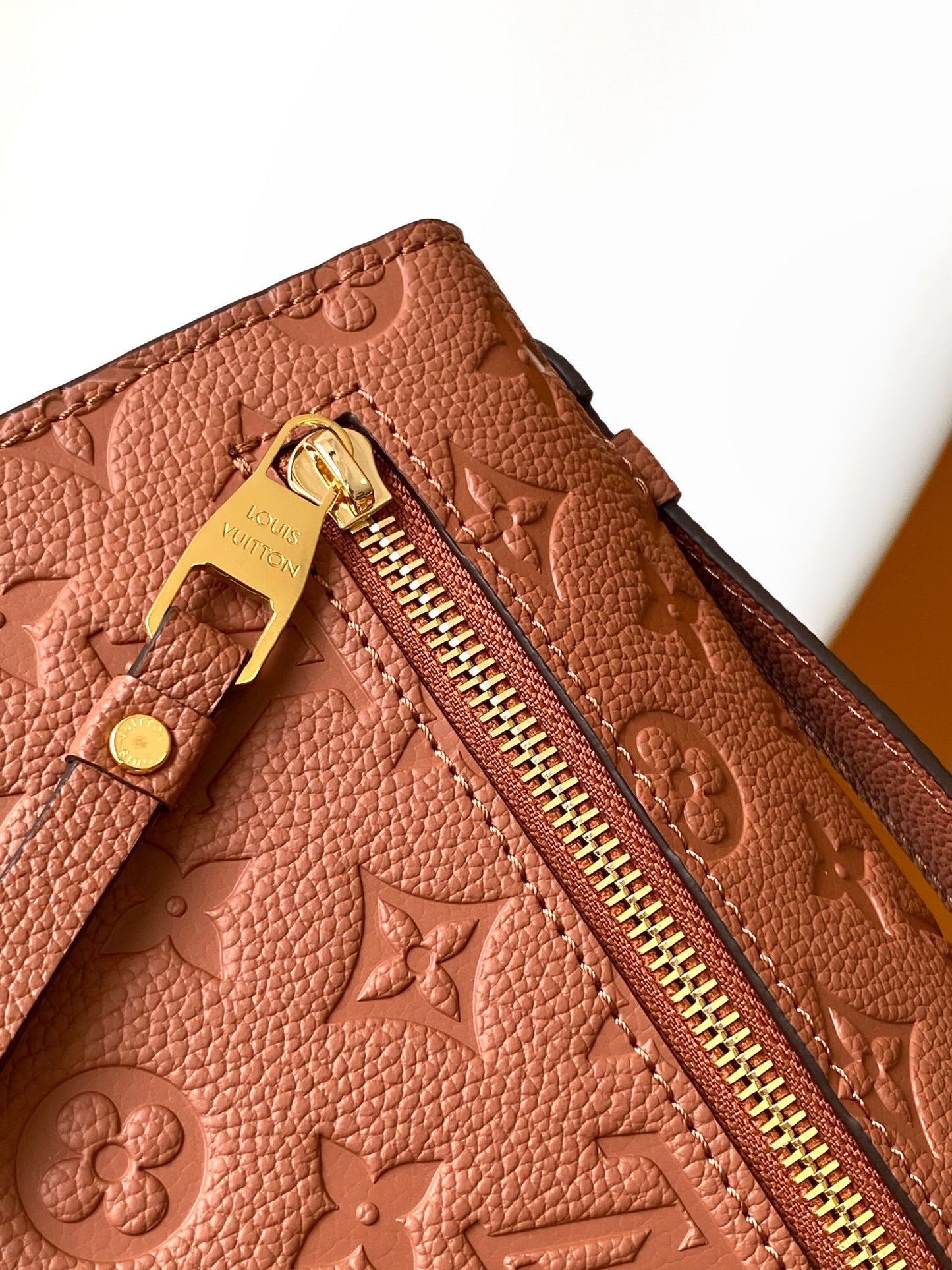 Louis Vuitton Pochette Métis Monogram Empreinte Leather Cognac Handbag
