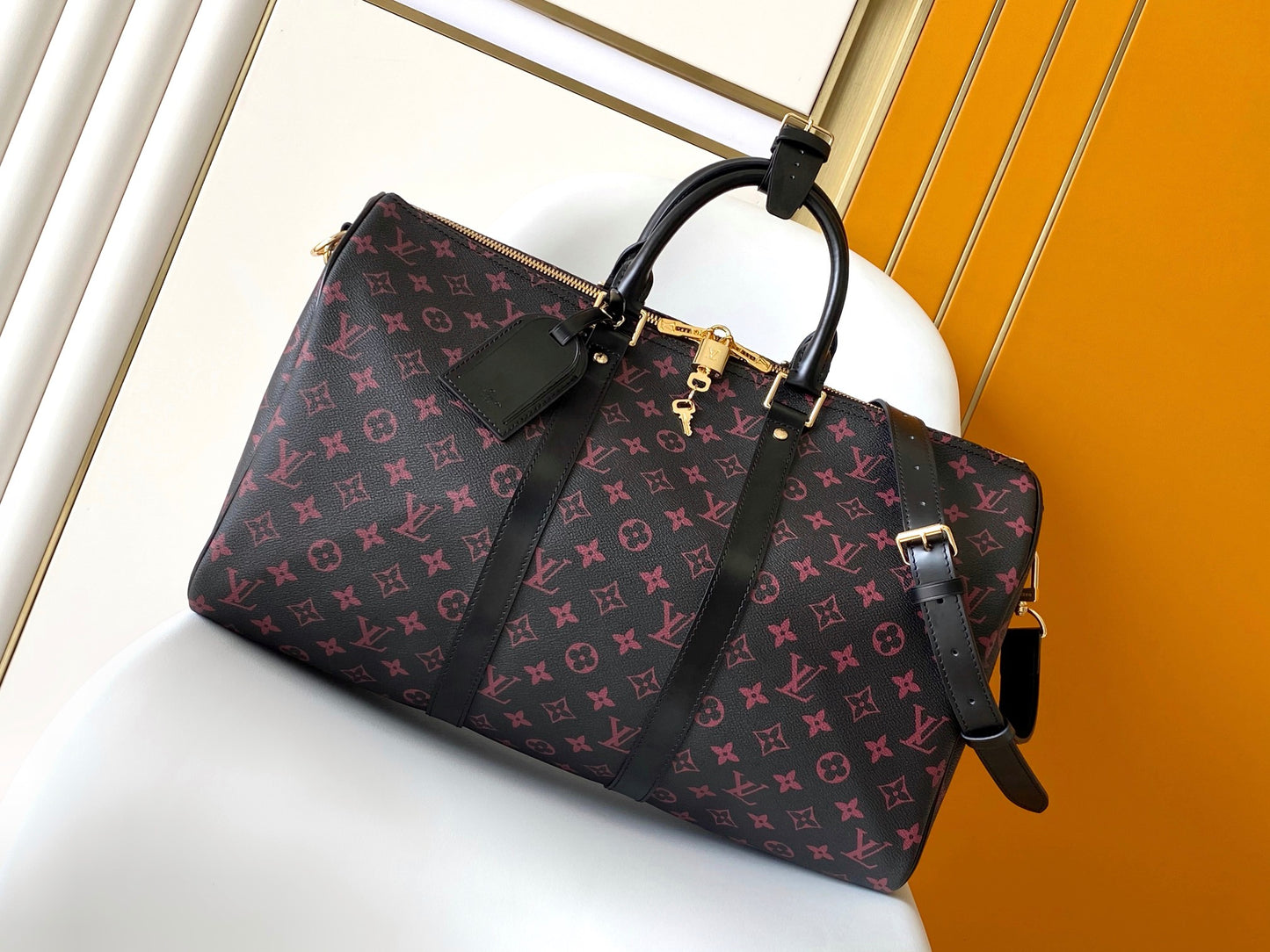 Louis Vuitton Keepall Bandoulière 50 Monogram Shadow Leather Duffel Bag