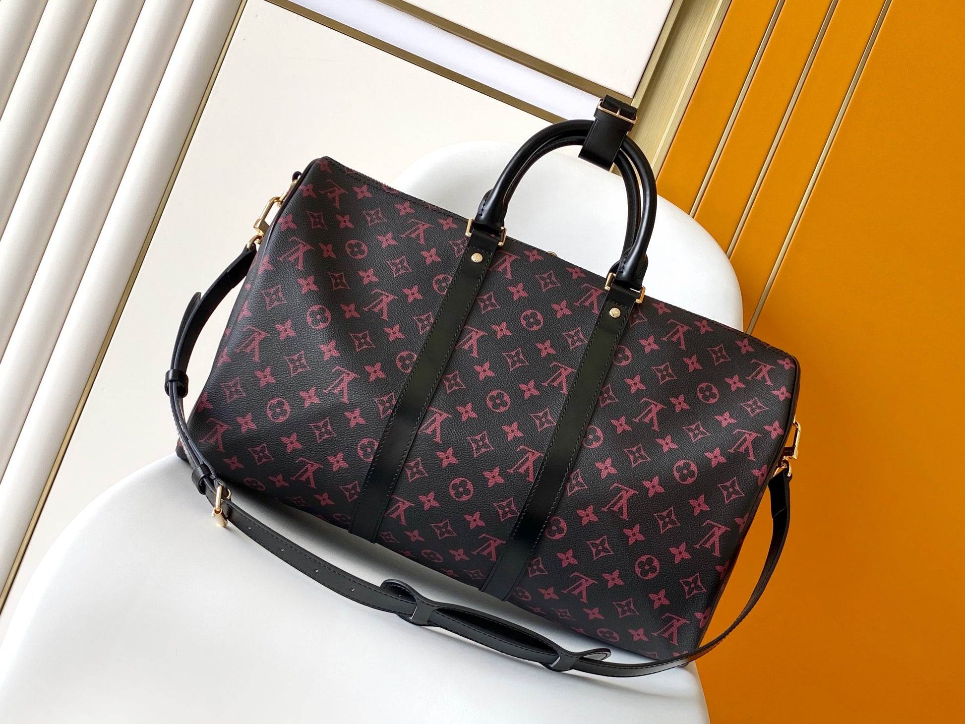 Louis Vuitton Keepall Bandoulière 50 Monogram Shadow Leather Duffel Bag