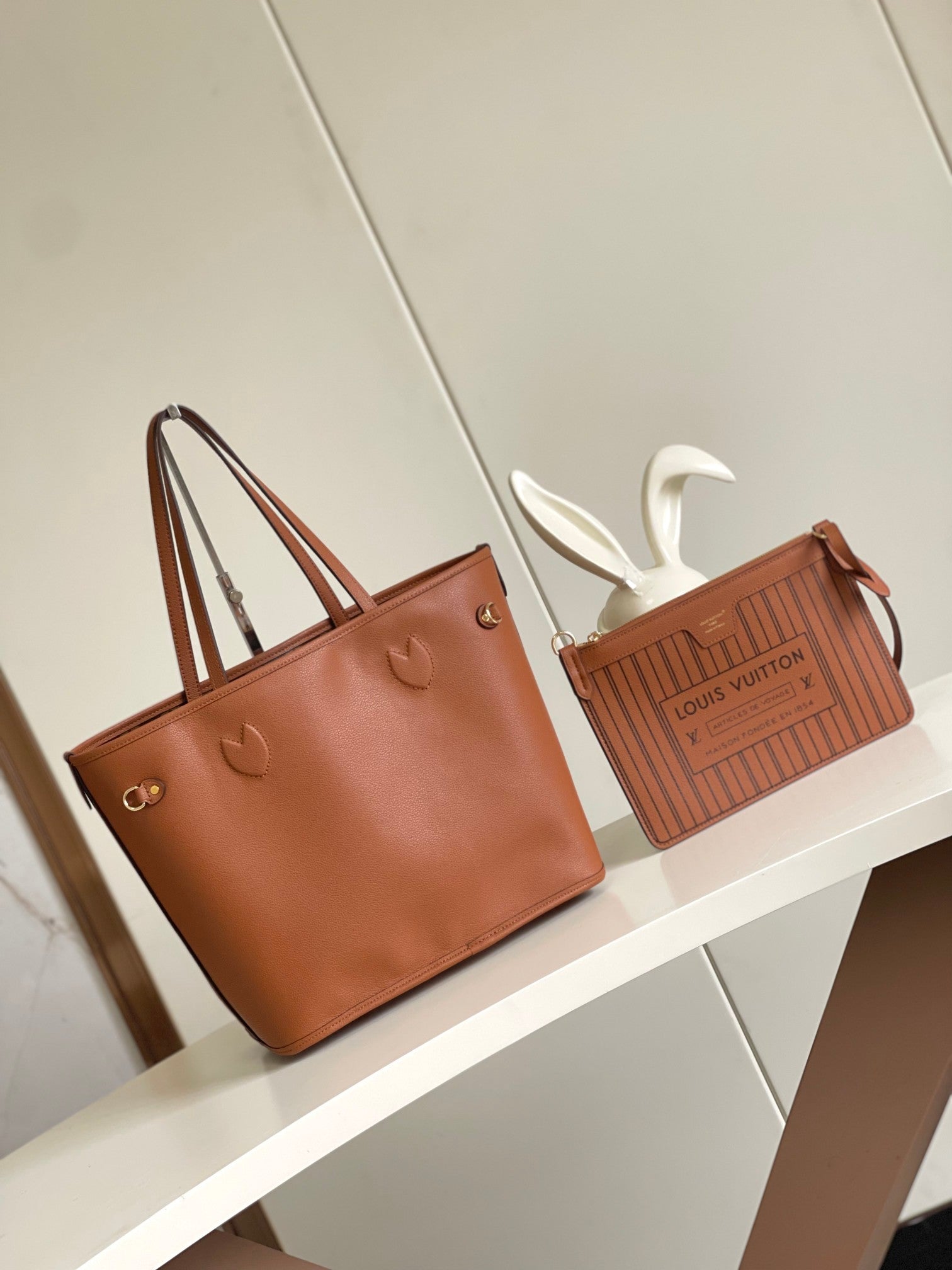 Saint Laurent Shopping Leather Tote Bag - Tan Brown