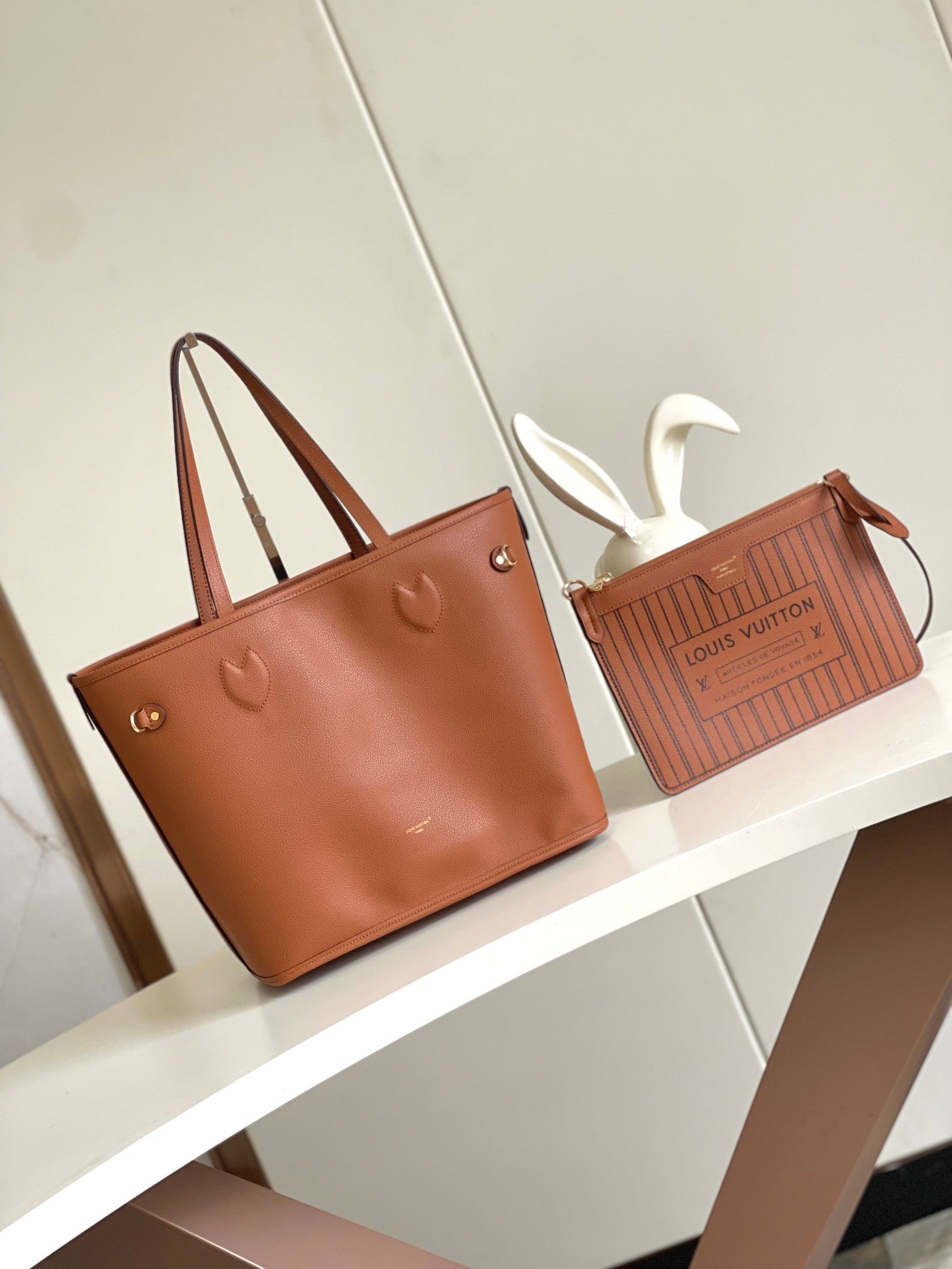Saint Laurent Shopping Leather Tote Bag - Tan Brown