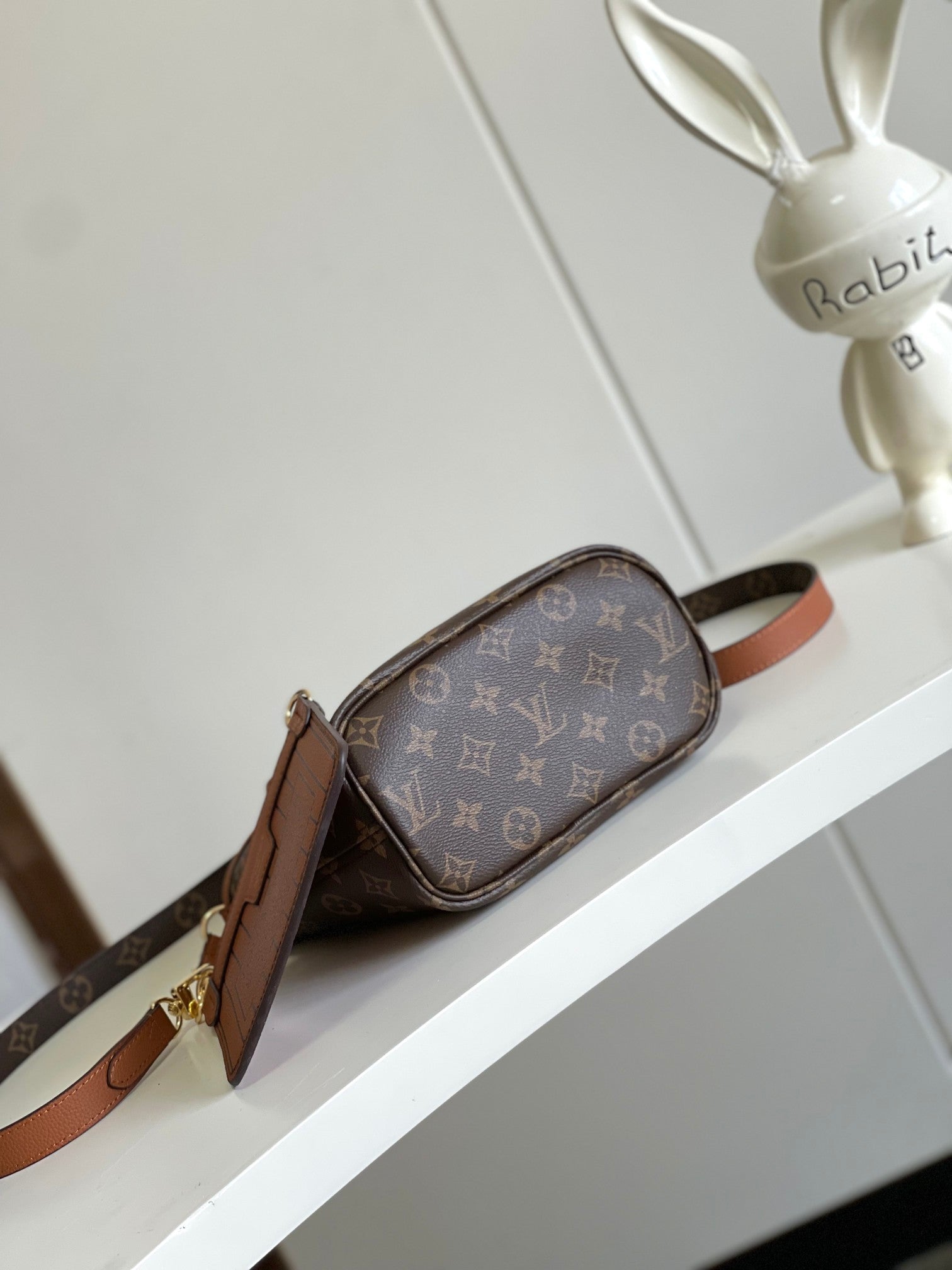 Brown Heart Embossed Bucket Handbag with Crossbody Strap and Cardholder