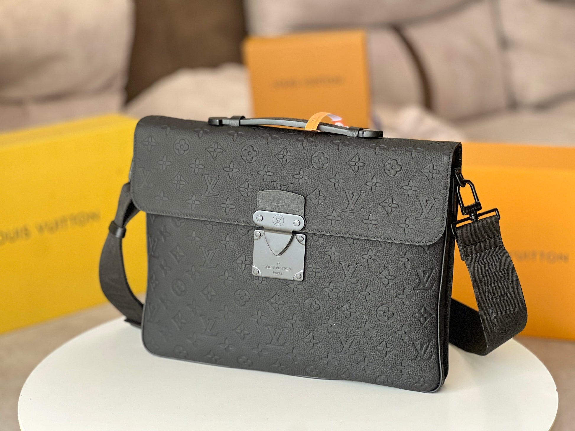 Louis Vuitton S-Lock Messenger Bag - Monogram Shadow Black Leather
