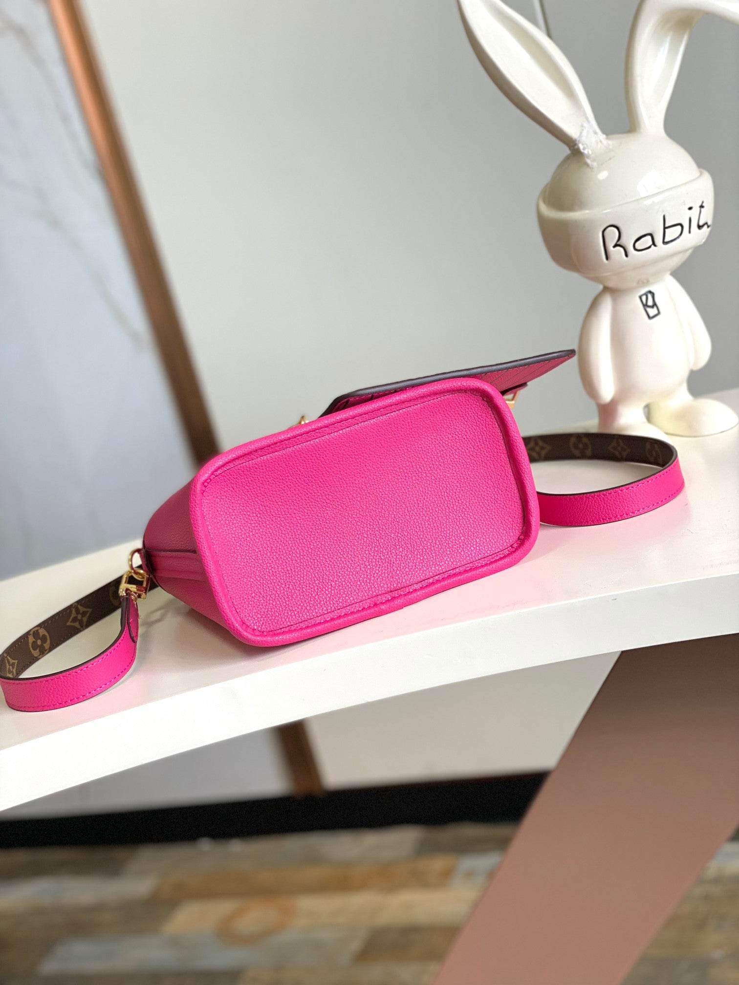 Louis Vuitton Lock It BB Handbag Fuchsia Pink Monogram Leather Tote Bag