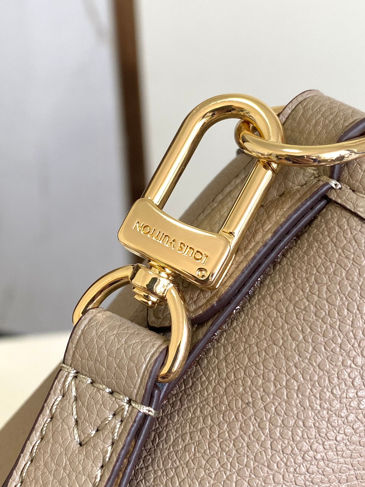 Louis Vuitton Lockme Bucket Bag - Taupe Grained Calfskin with Monogram Strap