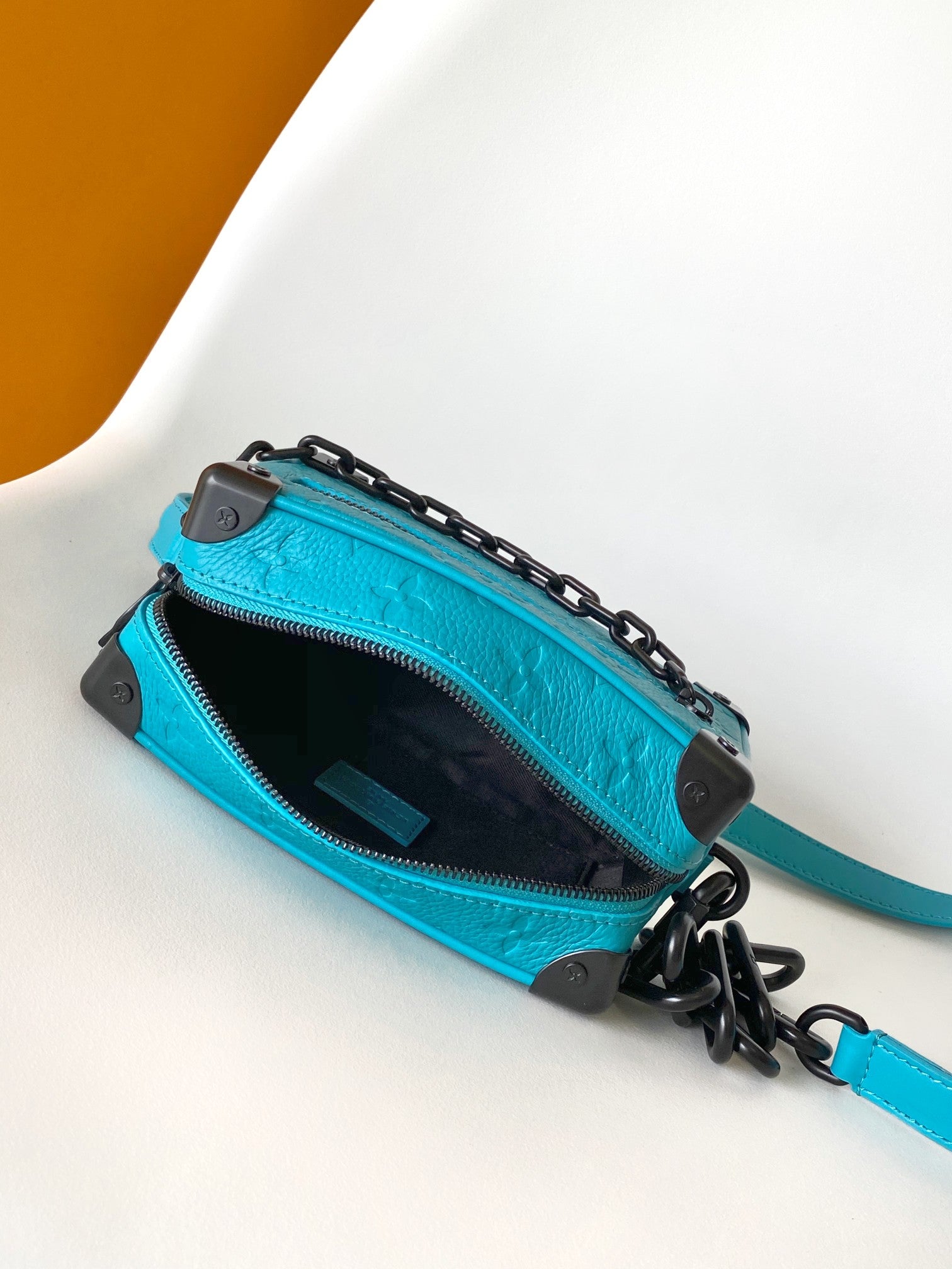 Louis Vuitton Soft Trunk Monogram Taurillon Leather Turquoise Blue Crossbody Bag