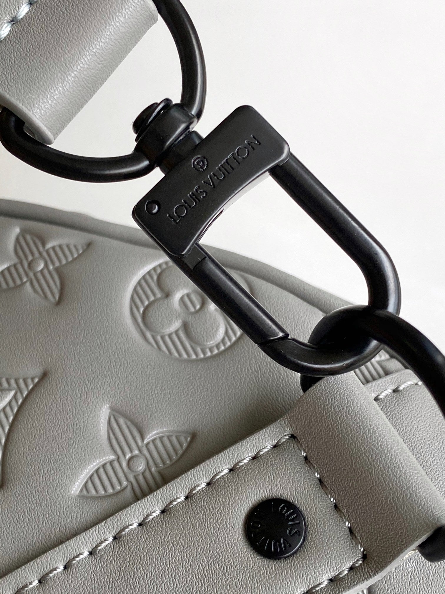 Louis Vuitton Keepall Bandoulière 50 Monogram Shadow Leather Duffel Bag - Grey
