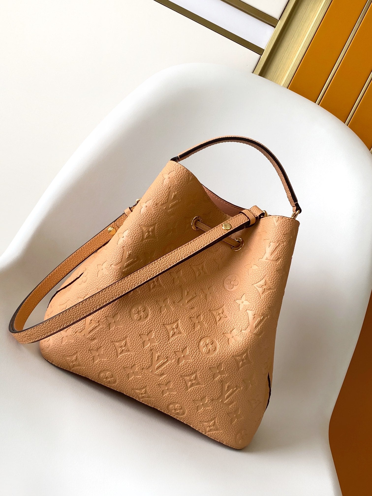 Louis Vuitton NéoNoé MM Monogram Empreinte Leather Bucket Bag - Beige