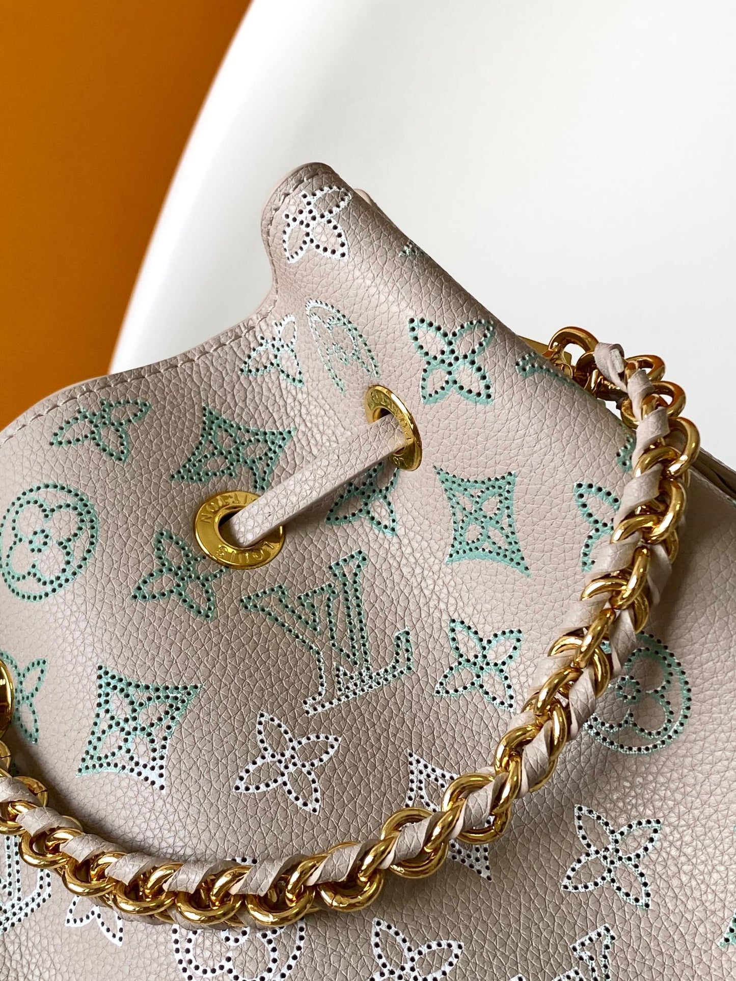 Louis Vuitton Bella Mahina Perforated Leather Bucket Bag - Iridescent Silver/Blue
