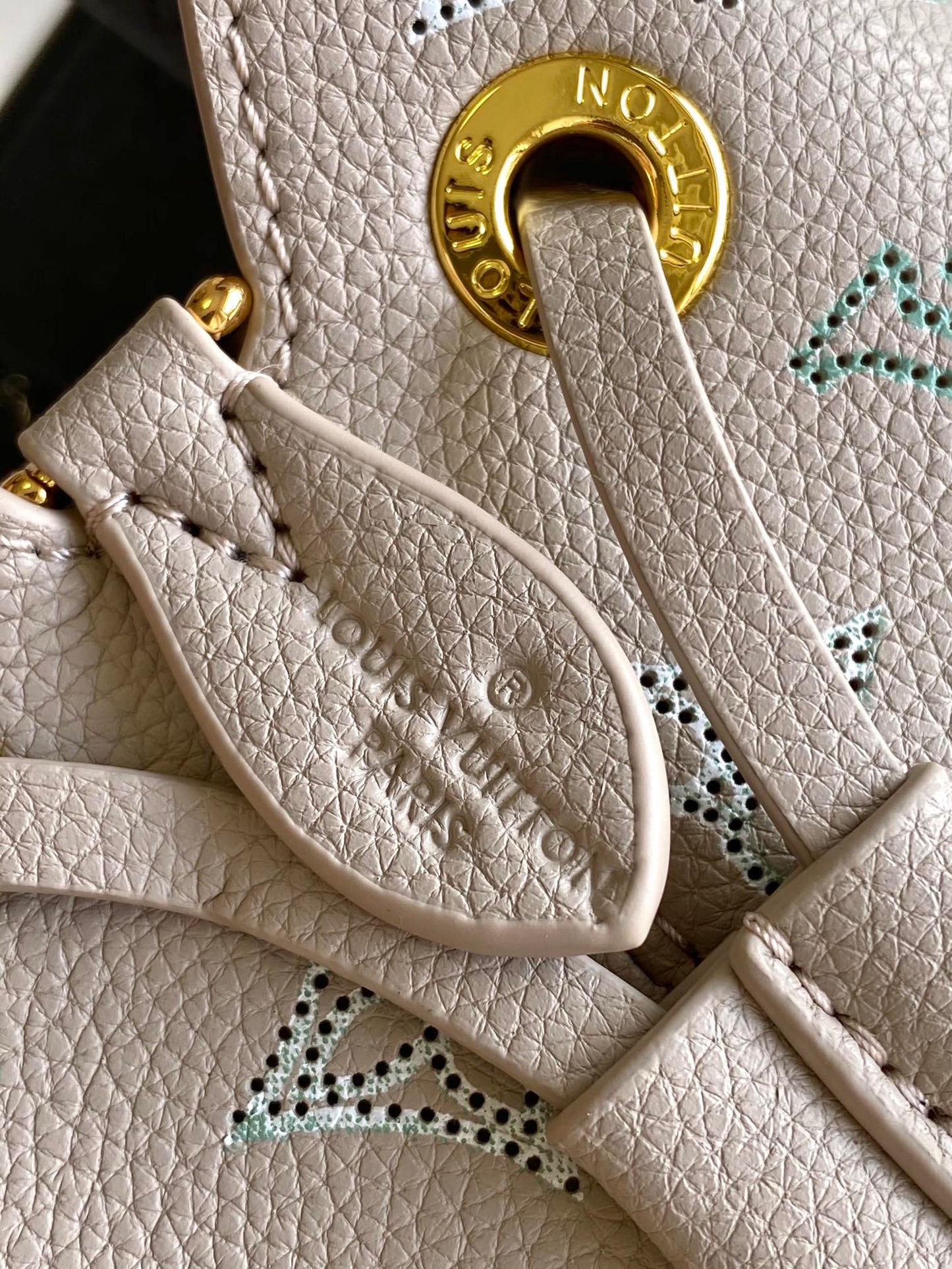 Louis Vuitton Bella Mahina Perforated Leather Bucket Bag - Iridescent Silver/Blue