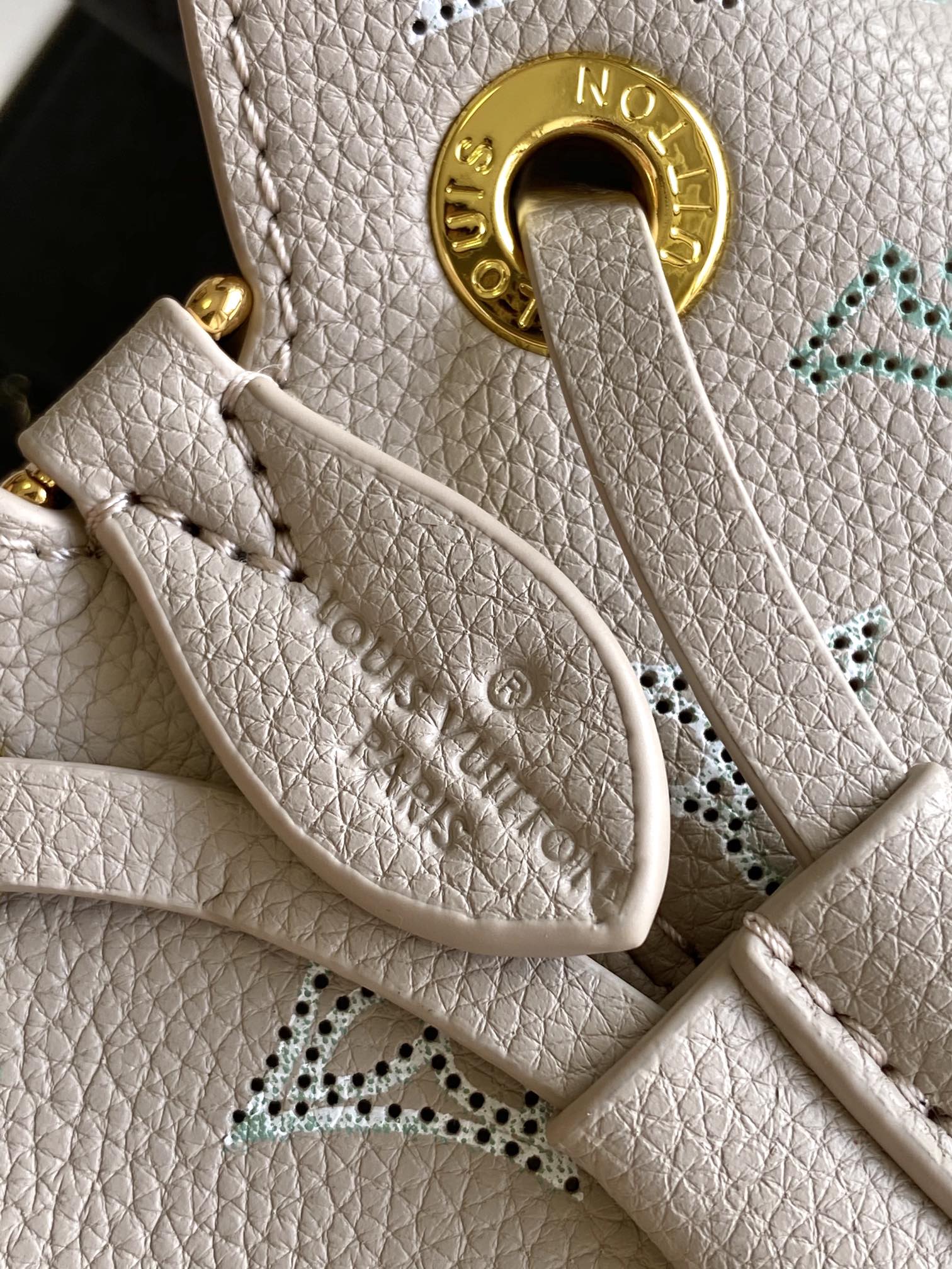 Louis Vuitton Bella Mahina Perforated Leather Bucket Bag - Iridescent Silver/Blue