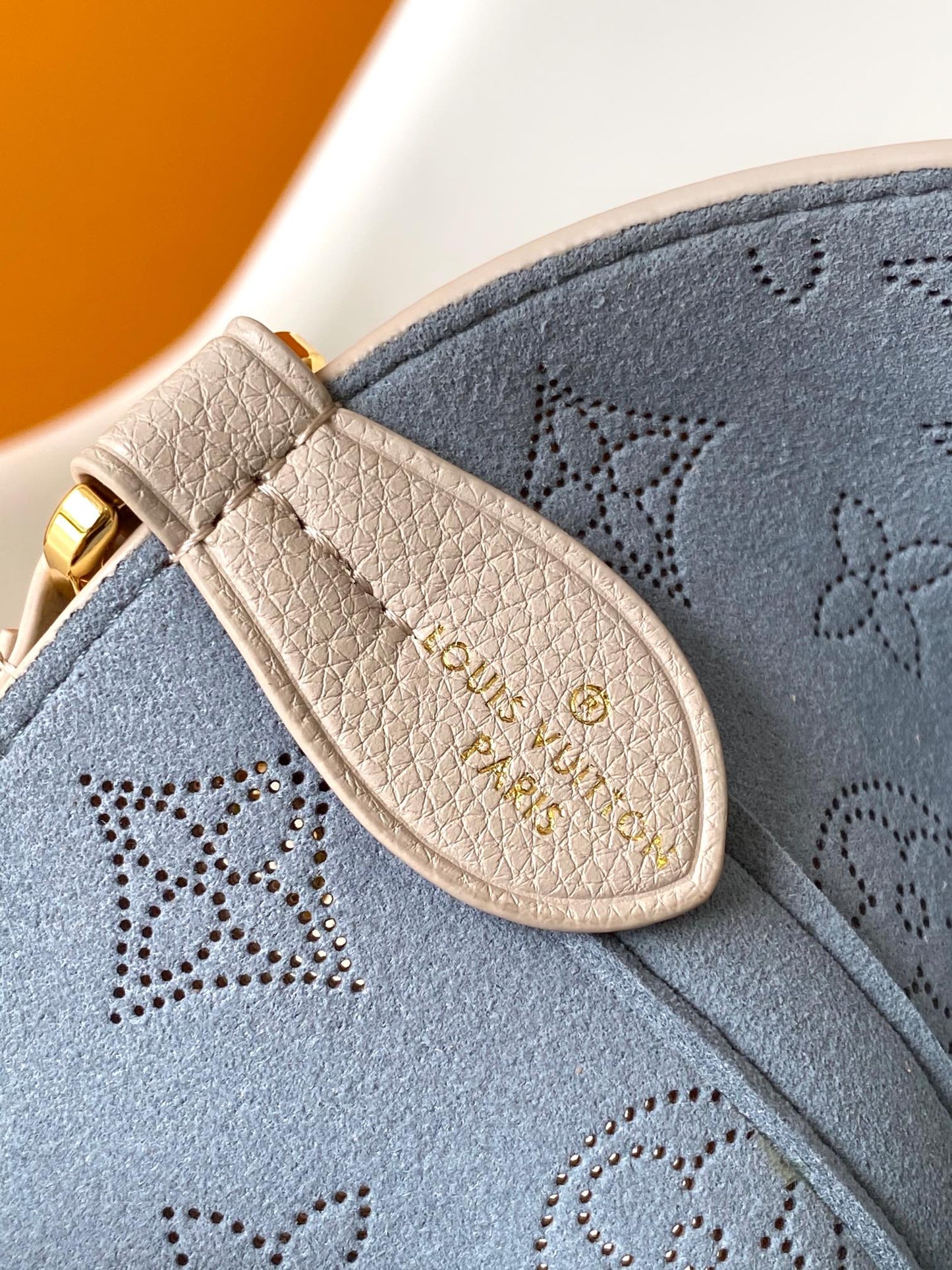 Louis Vuitton Muria Mahina Perforated Leather Bucket Bag - Misty Grey/Blue