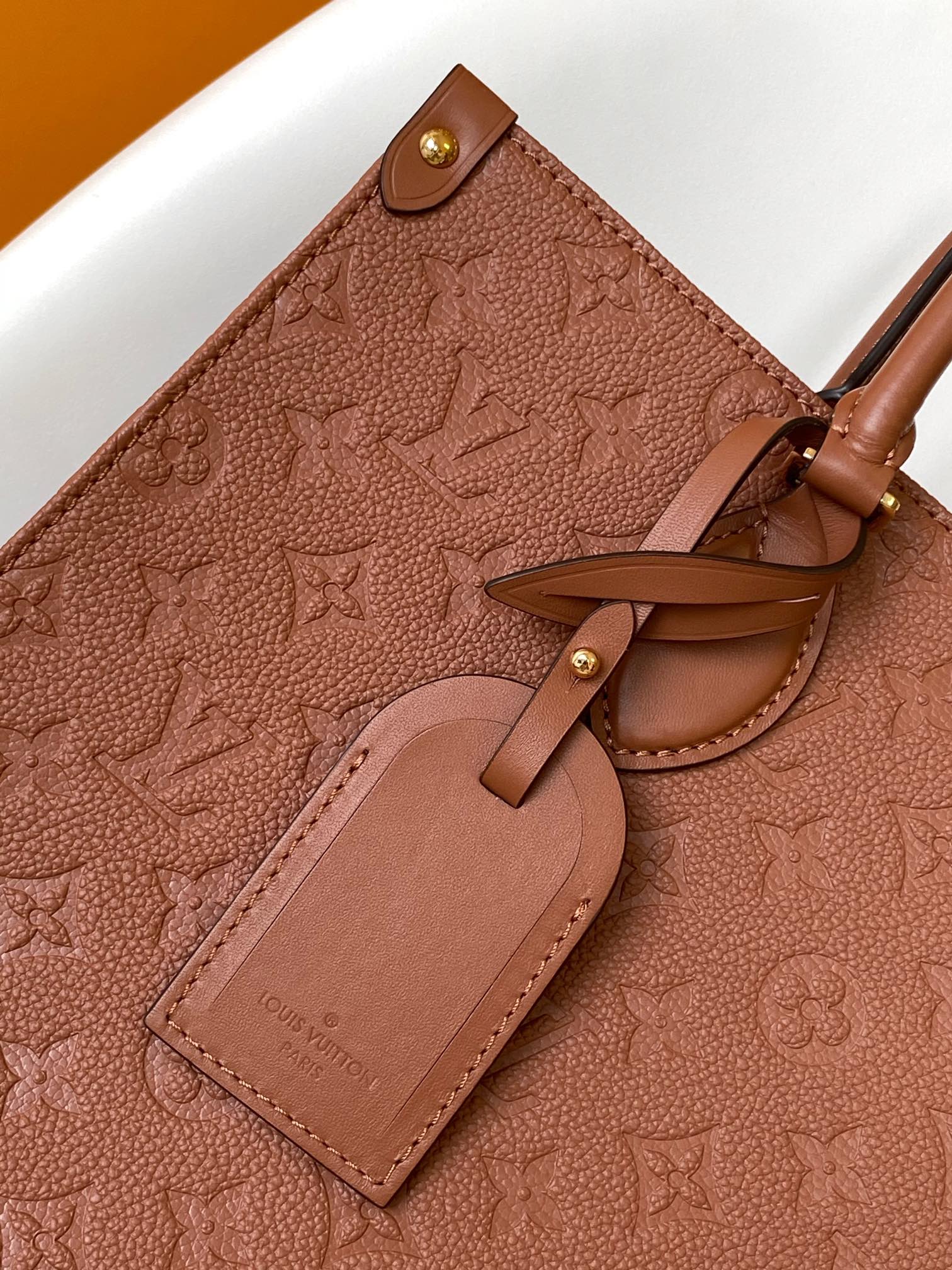 Louis Vuitton OnTheGo MM Monogram Empreinte Leather Tote Bag - Cognac Brown