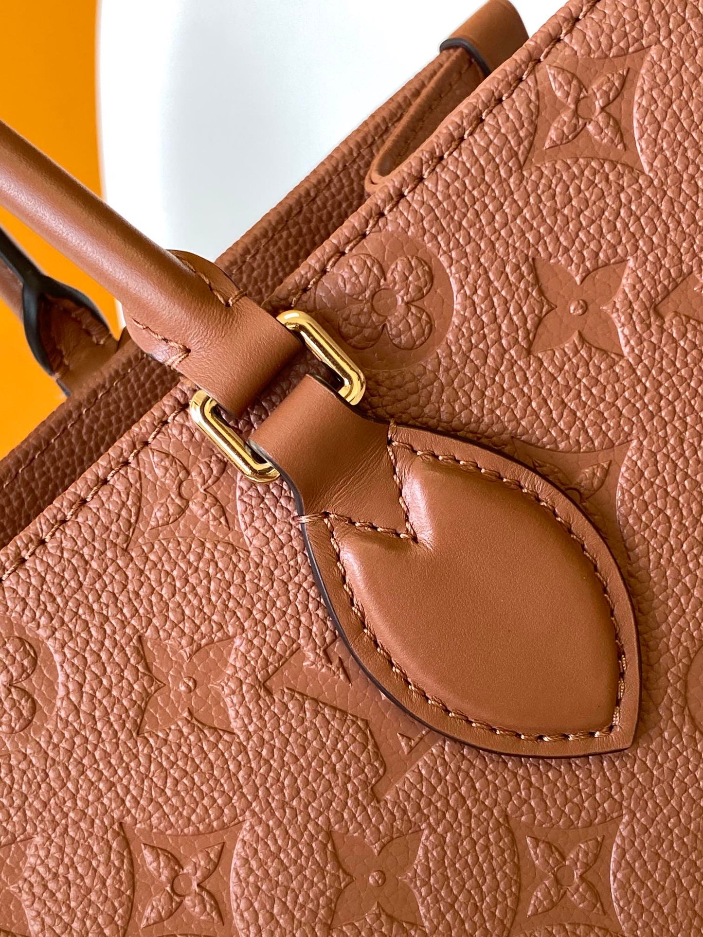 Louis Vuitton OnTheGo MM Monogram Empreinte Leather Tote Bag - Cognac Brown