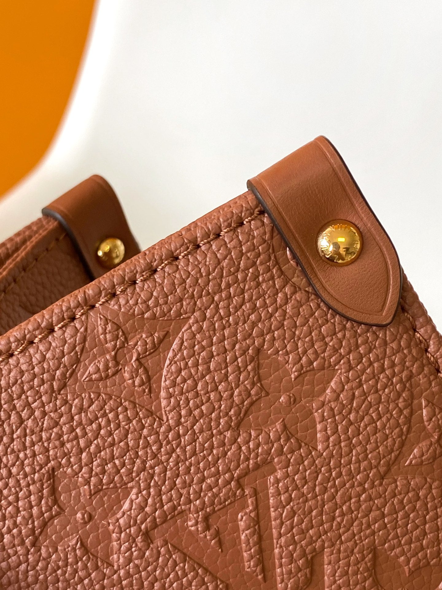 Louis Vuitton OnTheGo MM Monogram Empreinte Leather Tote Bag - Cognac Brown