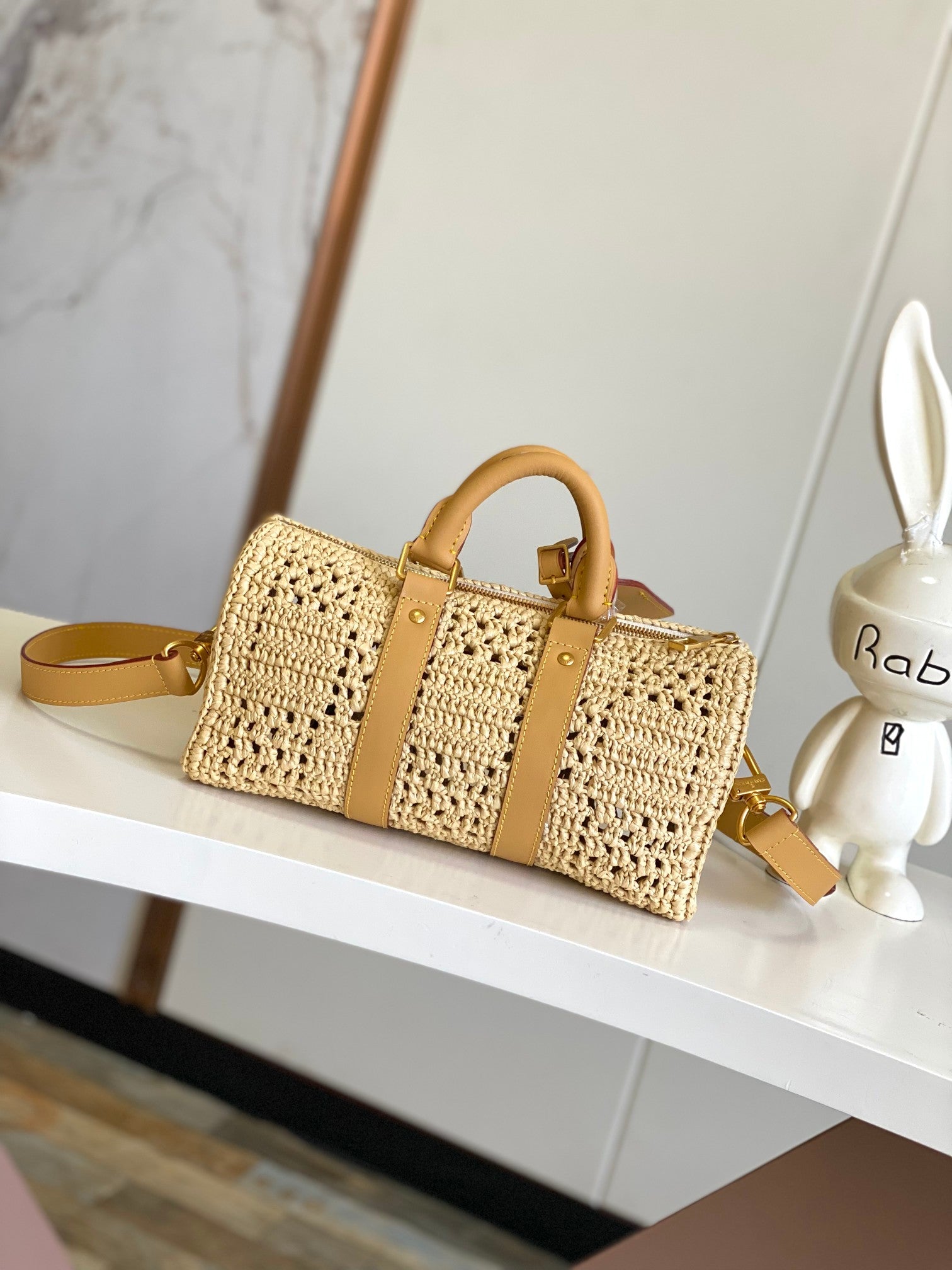 Louis Vuitton Keepall Bandoulière 25 Raffia Handbag - Natural/Tan