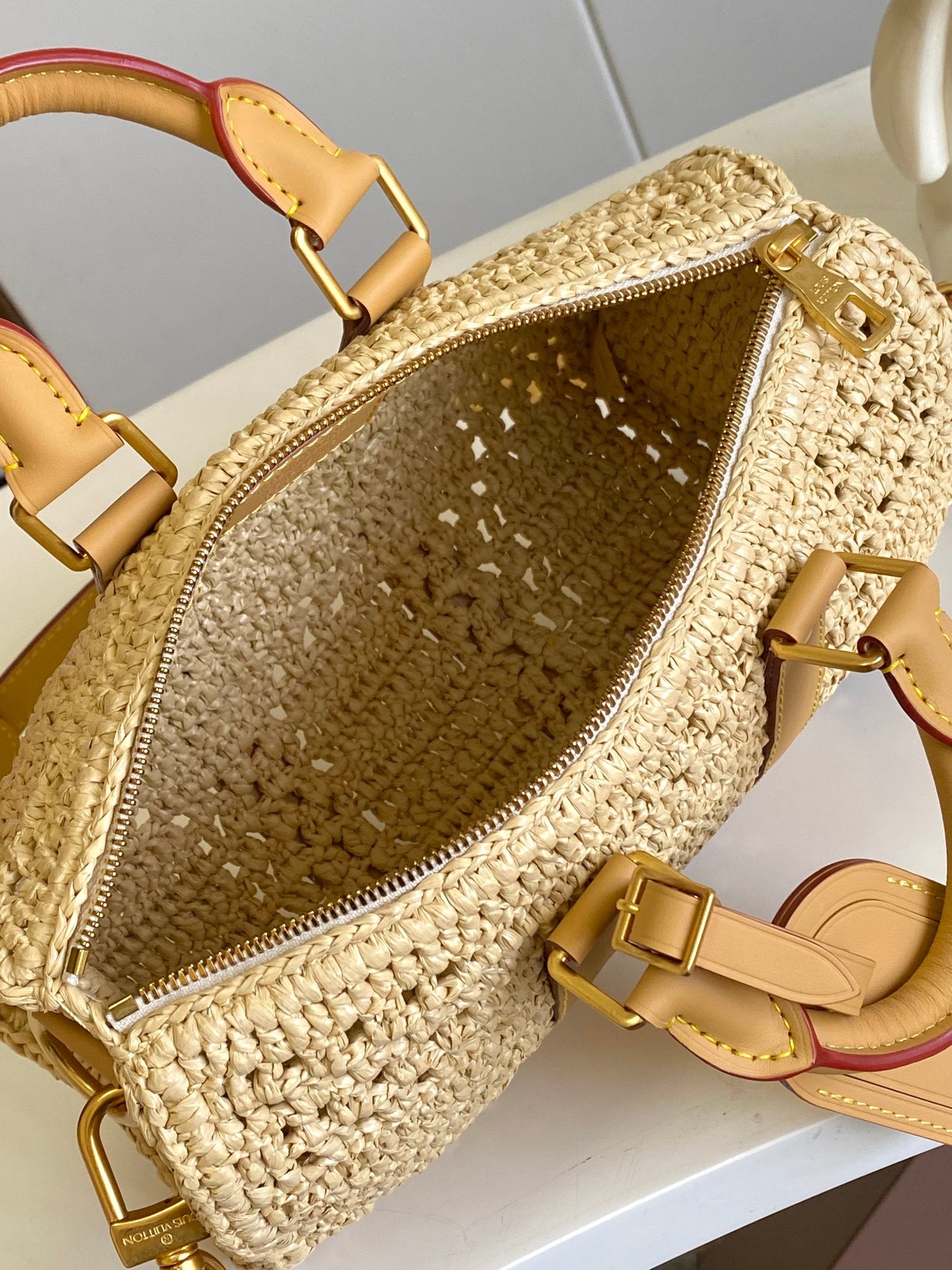 Louis Vuitton Keepall Bandoulière 25 Raffia Handbag - Natural/Tan