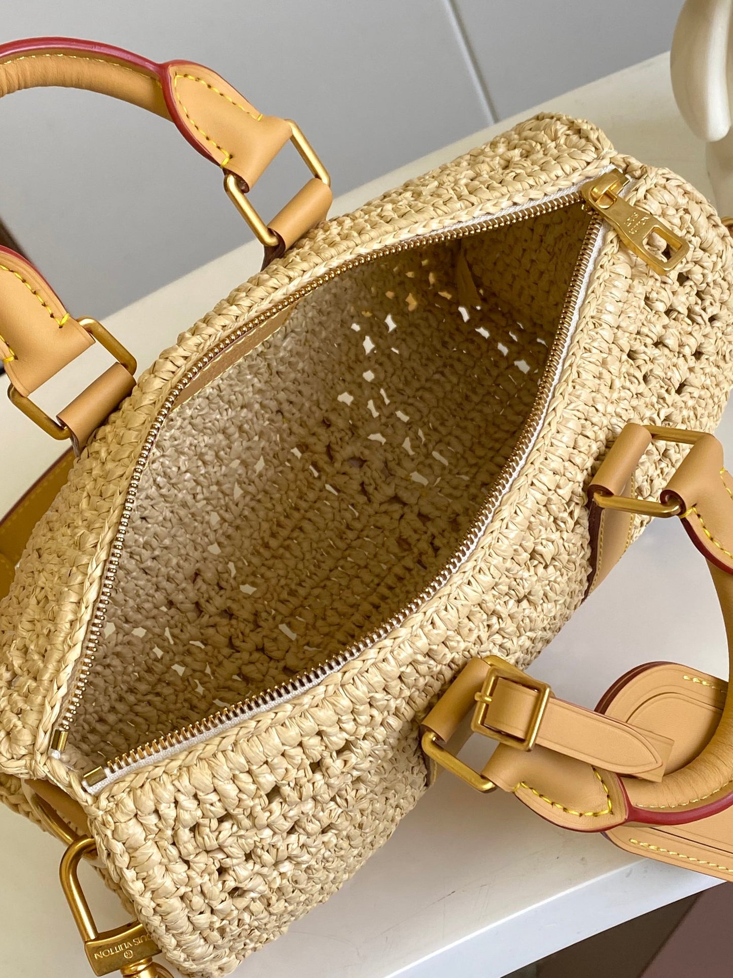 Louis Vuitton Keepall Bandoulière 25 Raffia Handbag - Natural/Tan