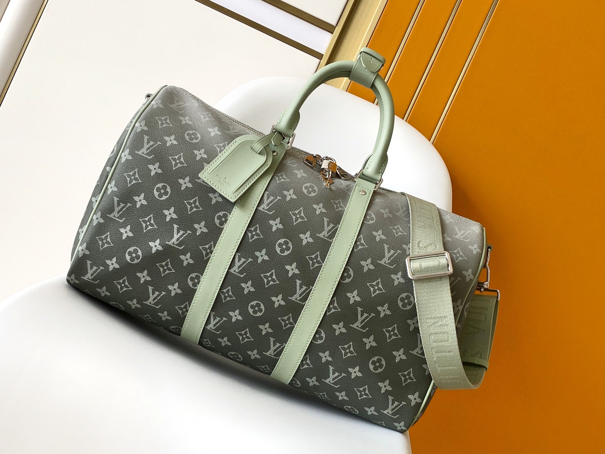 Louis Vuitton Gradient Green Monogram Canvas Travel Duffle Weekender Bag