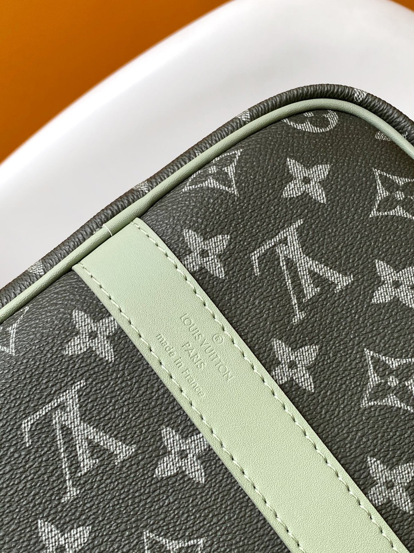 Louis Vuitton Keepall Bandoulière 50 Monogram Eclipse Gradient Green Grey Duffel Bag