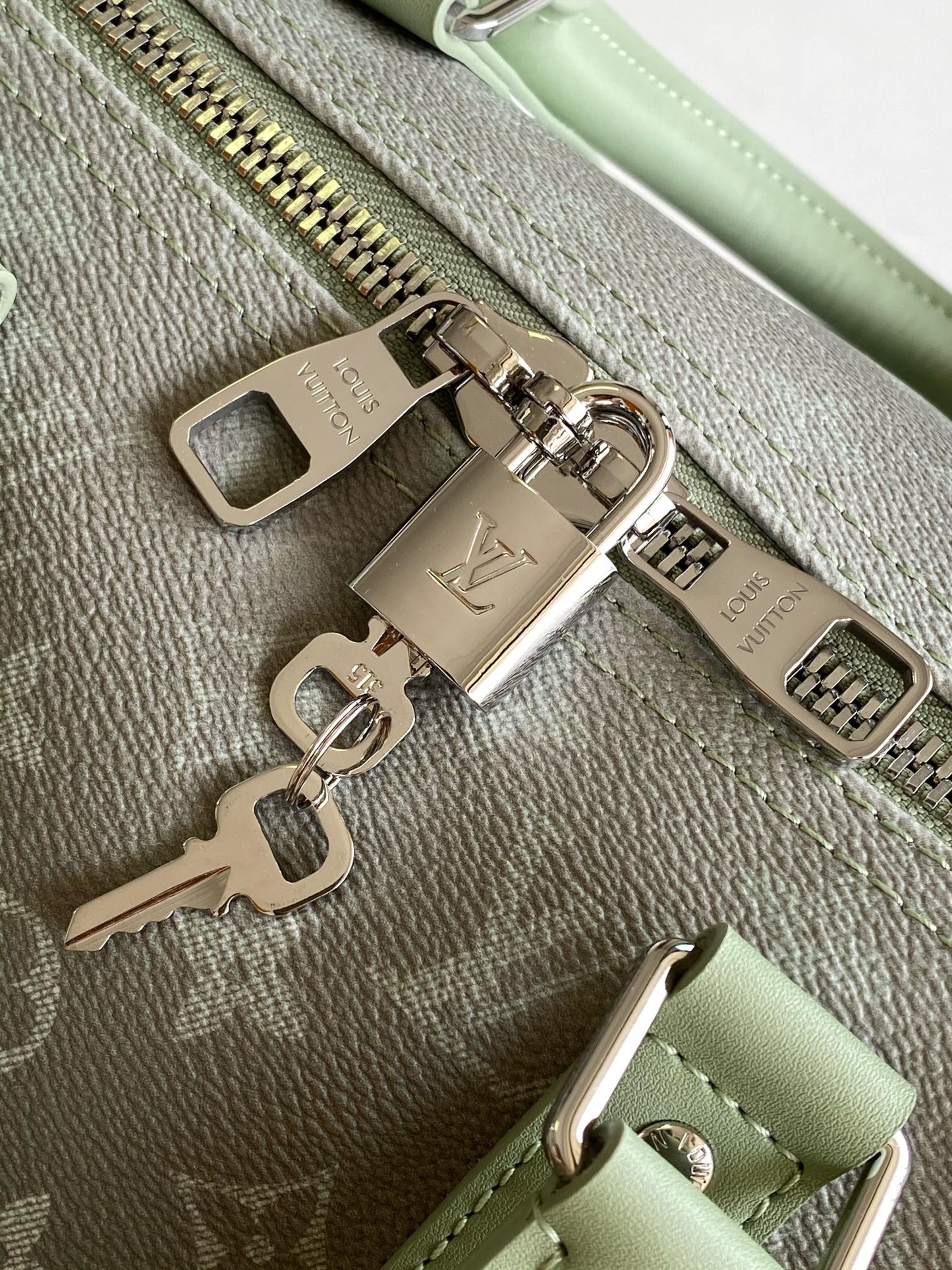 Louis Vuitton Keepall Bandoulière 50 Monogram Eclipse Gradient Green Grey Duffel Bag