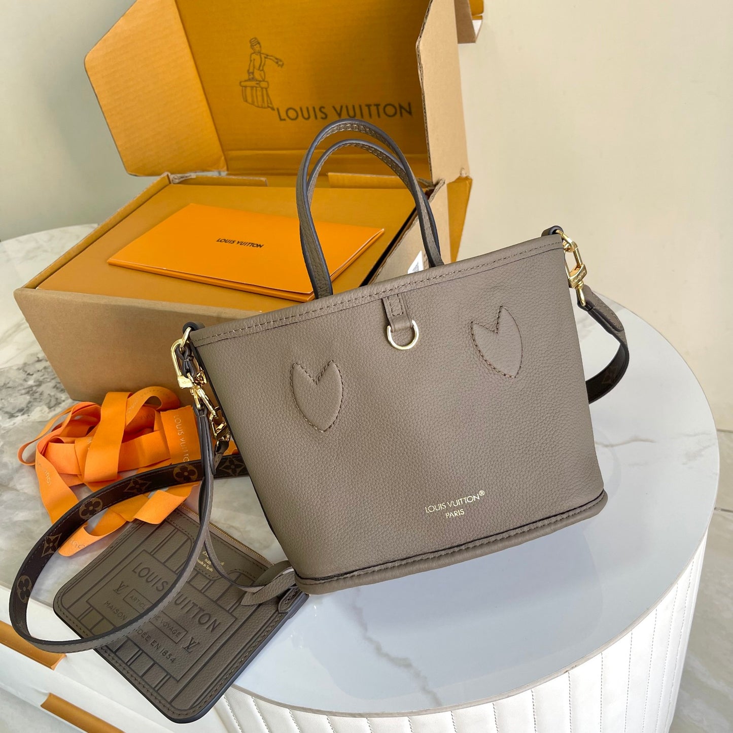 Louis Vuitton Petit Palais Handbag - Tourterelle Monogram Empreinte Leather