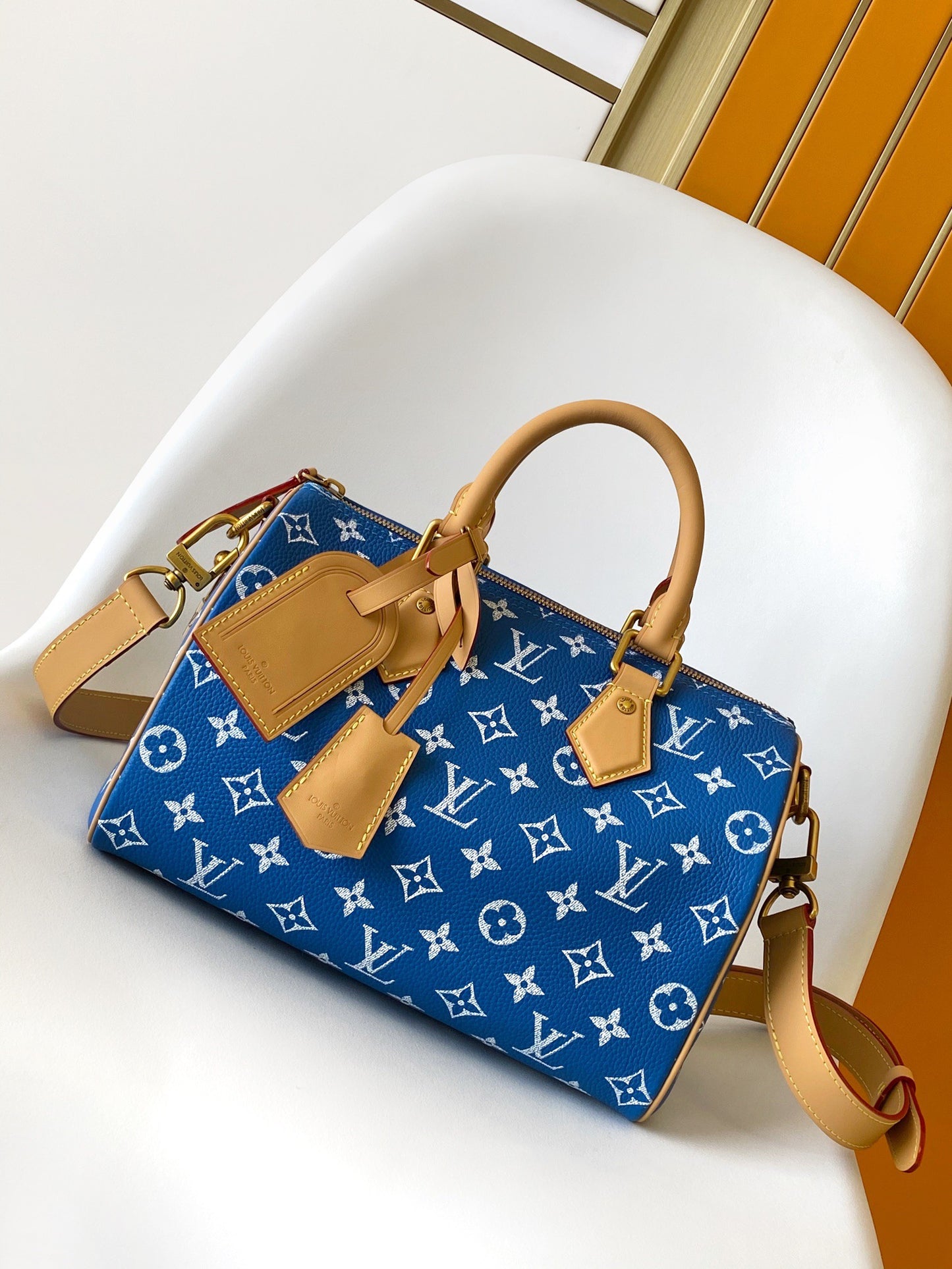 Louis Vuitton Speedy P9 Bandoulière 25 Royal Blue Monogram Leather Bag