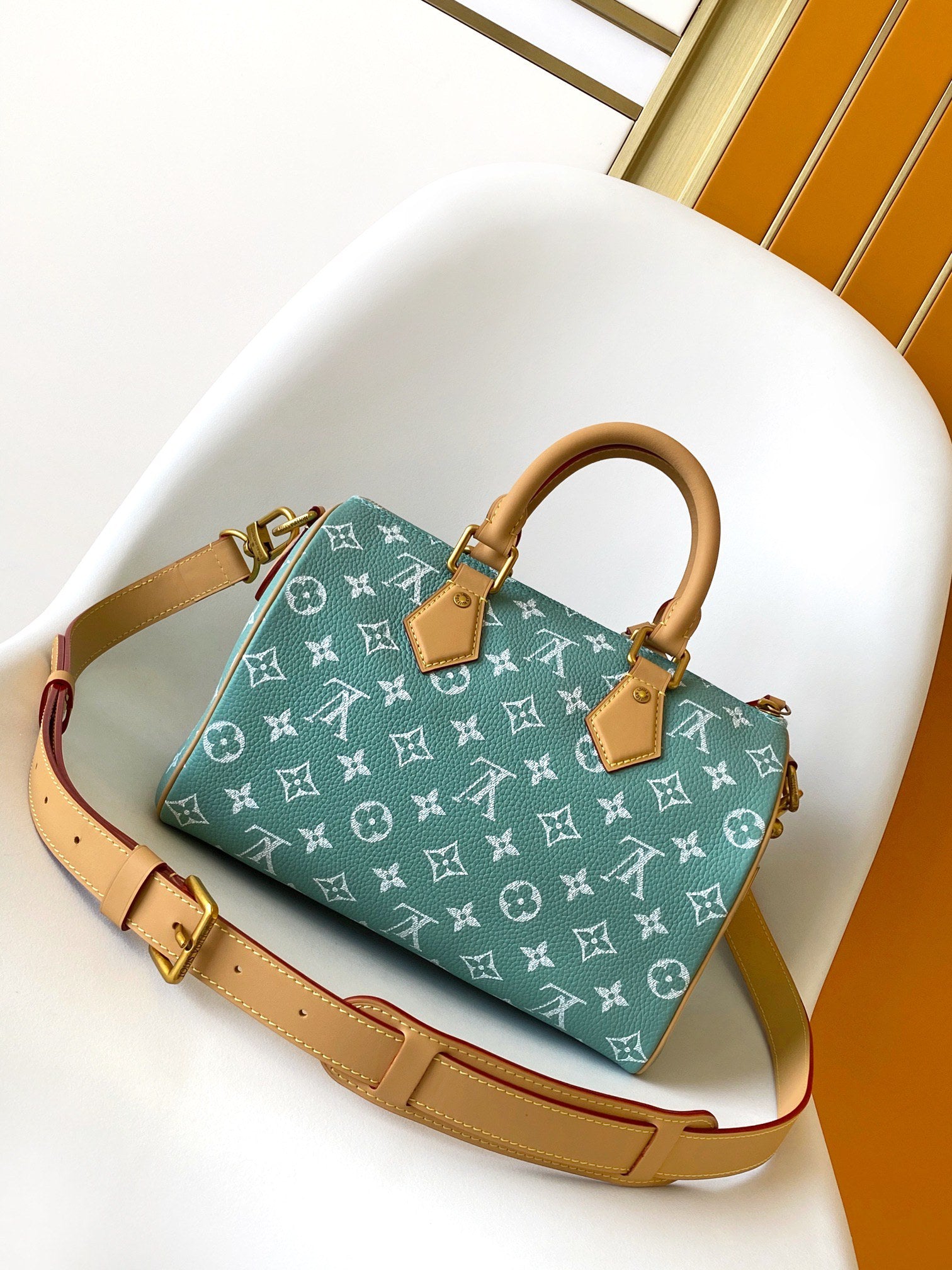 Louis Vuitton Speedy Bandoulière 25 Turquoise Monogram Canvas Bag