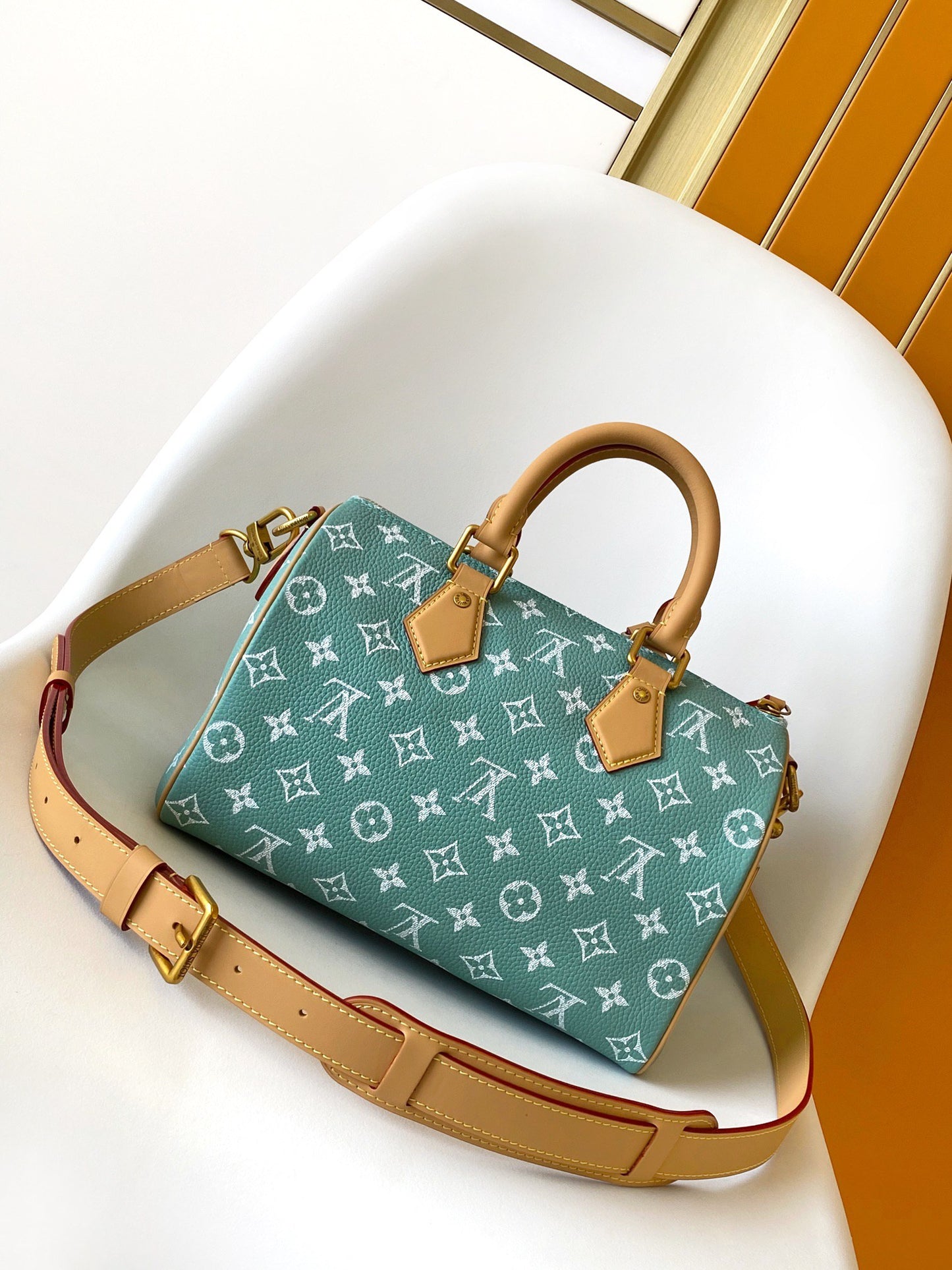 Louis Vuitton Speedy Bandoulière 25 Turquoise Monogram Canvas Bag