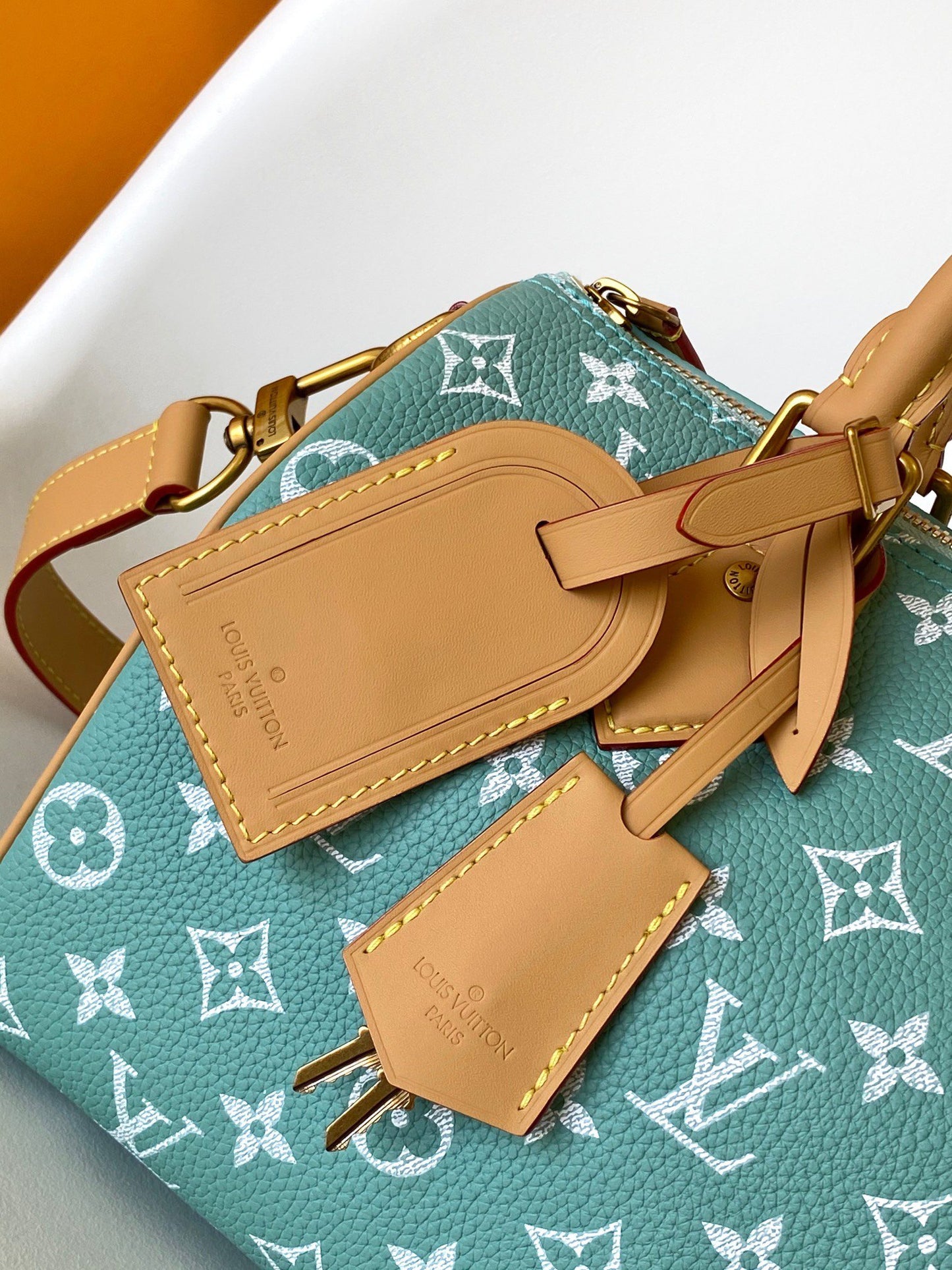 Louis Vuitton Speedy Bandoulière 25 Turquoise Monogram Canvas Bag