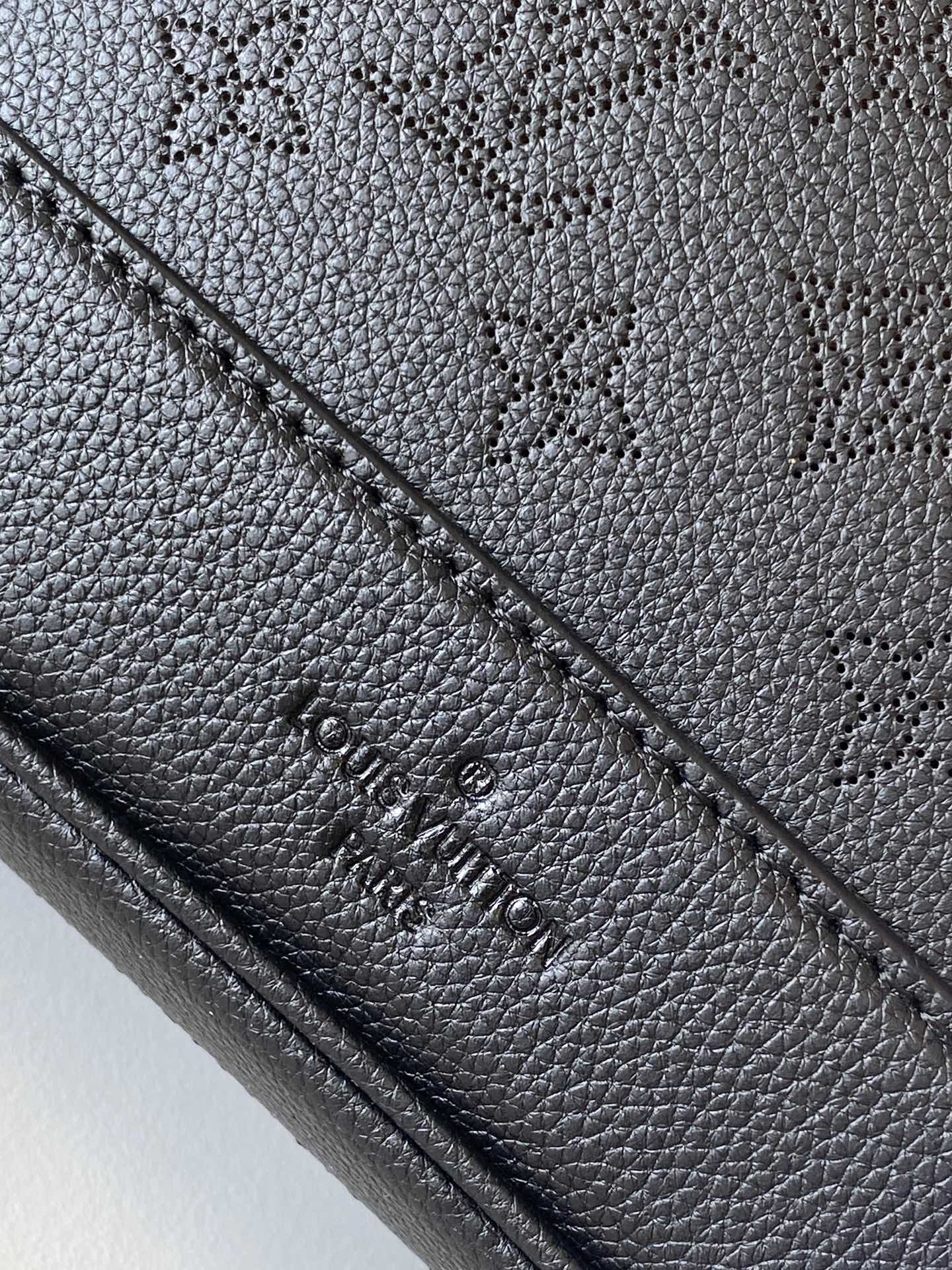 Elegant Black Monogram Pattern Bucket Shoulder Bag with Drawstring Bow Detail