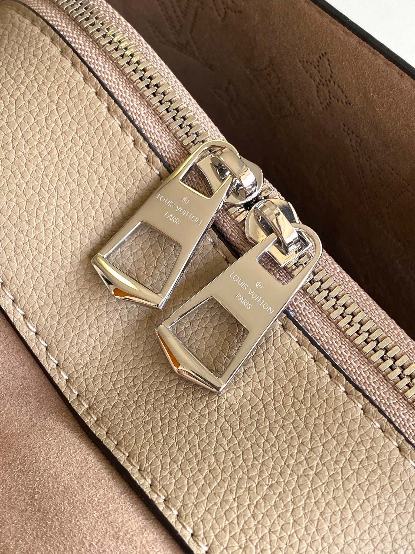 Louis Vuitton Bella Bucket Bag Monogram Mahina Calf Leather - Galet