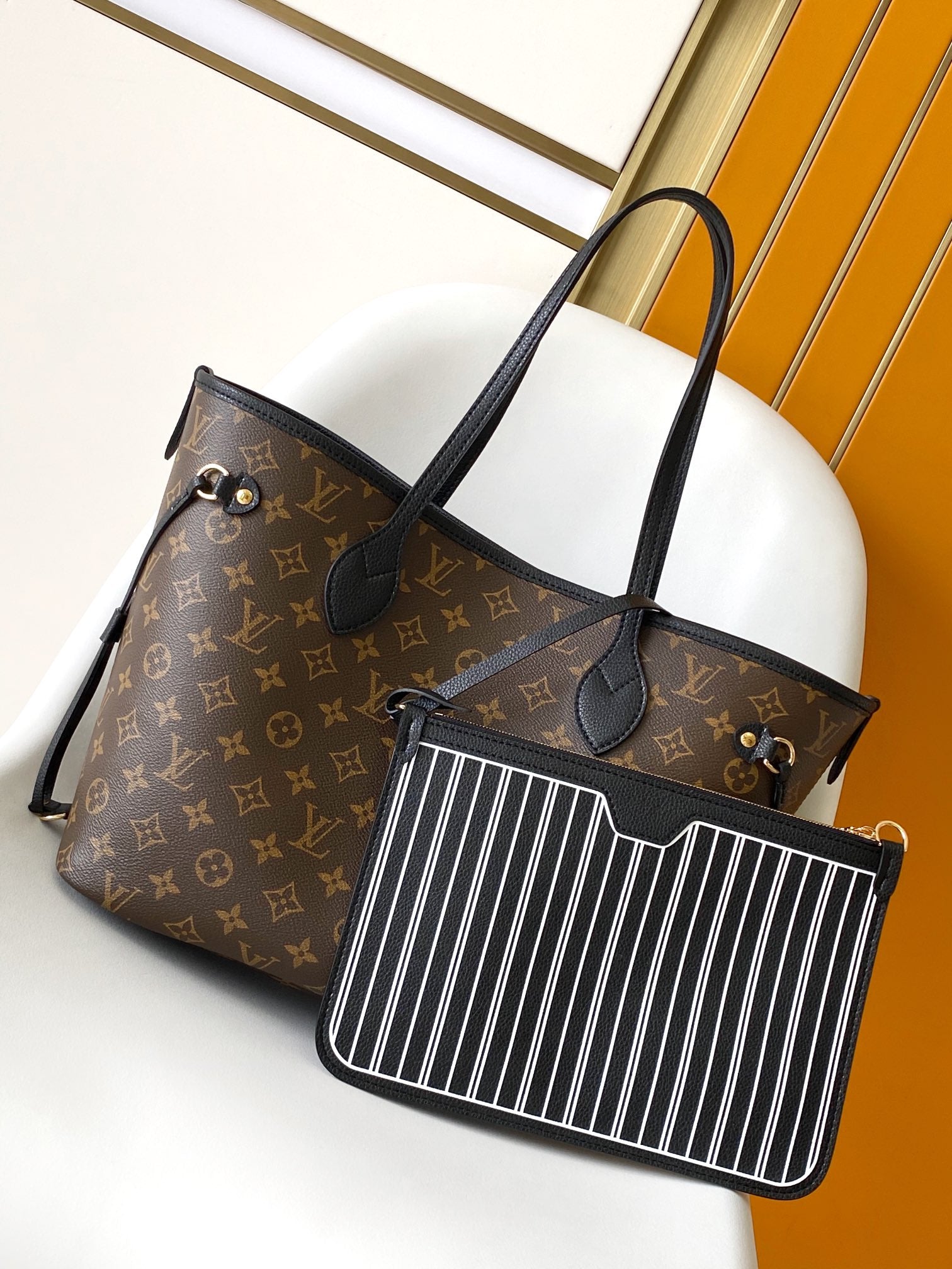Louis Vuitton Neverfull MM Monogram Empreinte Leather Tote Bag - Black