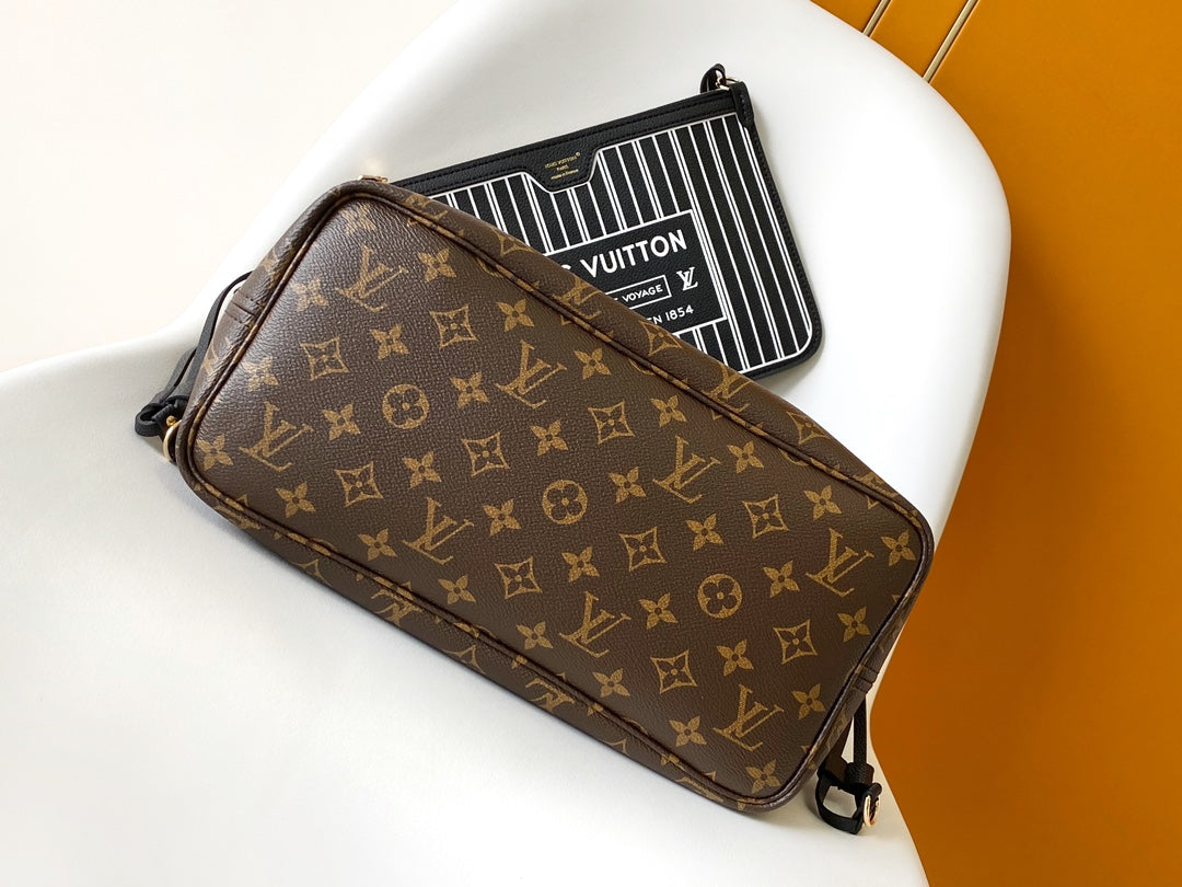 Louis Vuitton Neverfull MM Monogram Empreinte Leather Tote Bag - Black