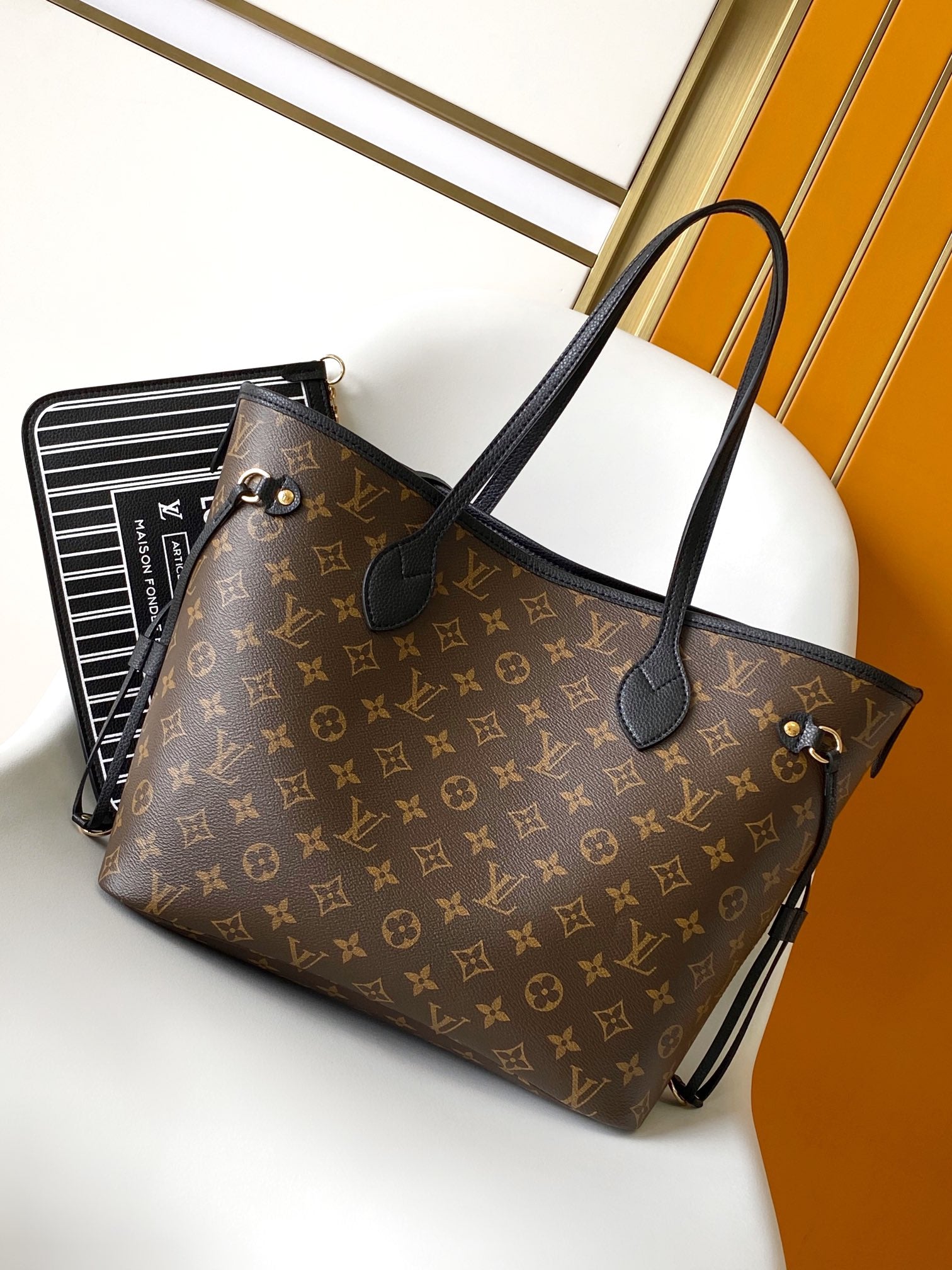 Louis Vuitton Neverfull MM Monogram Empreinte Leather Tote Bag - Black