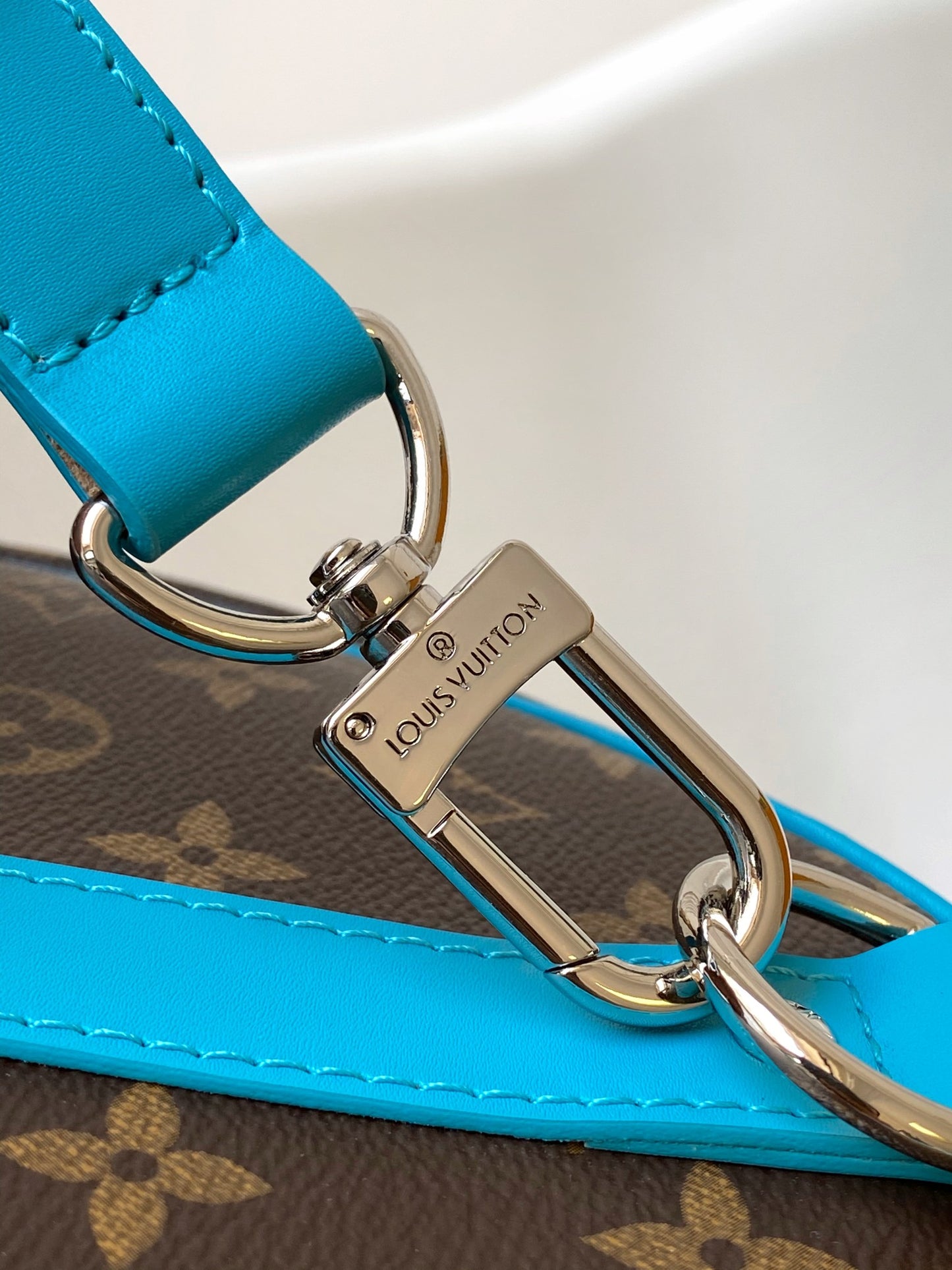 Louis Vuitton Keepall Bandoulière 50 Monogram Canvas with Turquoise Trim