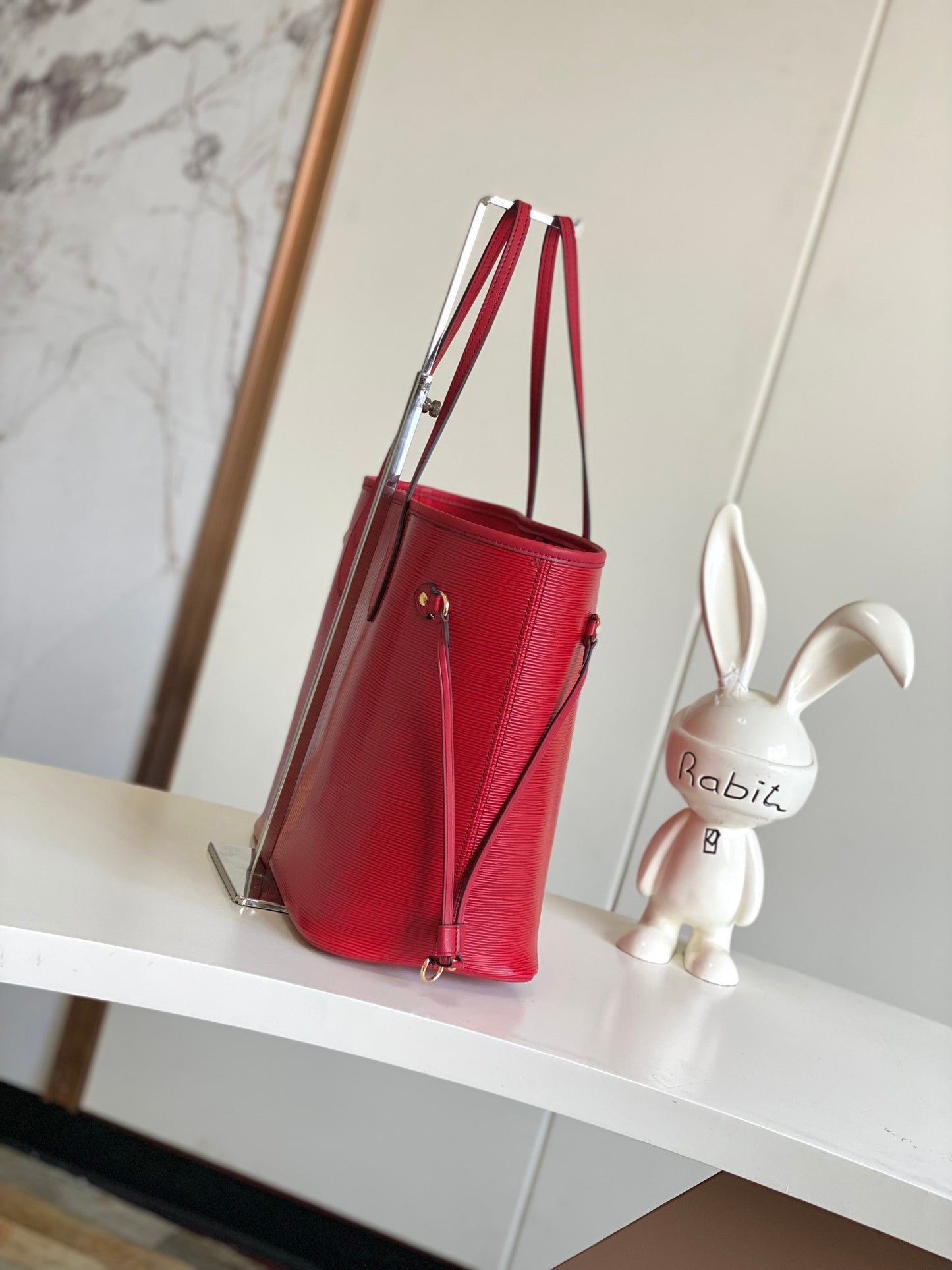 Elegant Red Leather Tote Bag - Large Capacity Women's Shoulder Handbag