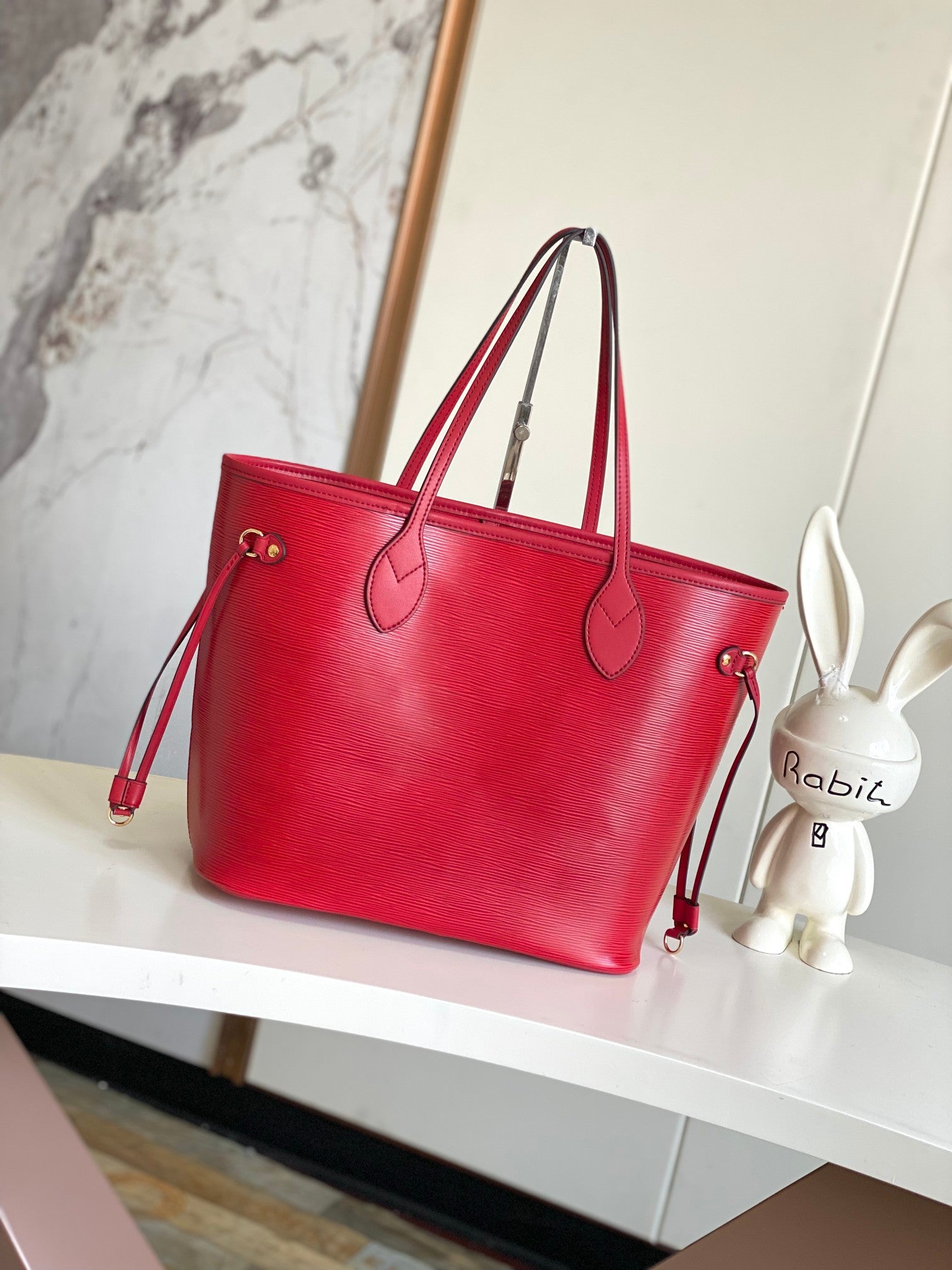 Elegant Red Leather Tote Bag - Large Capacity Women's Shoulder Handbag