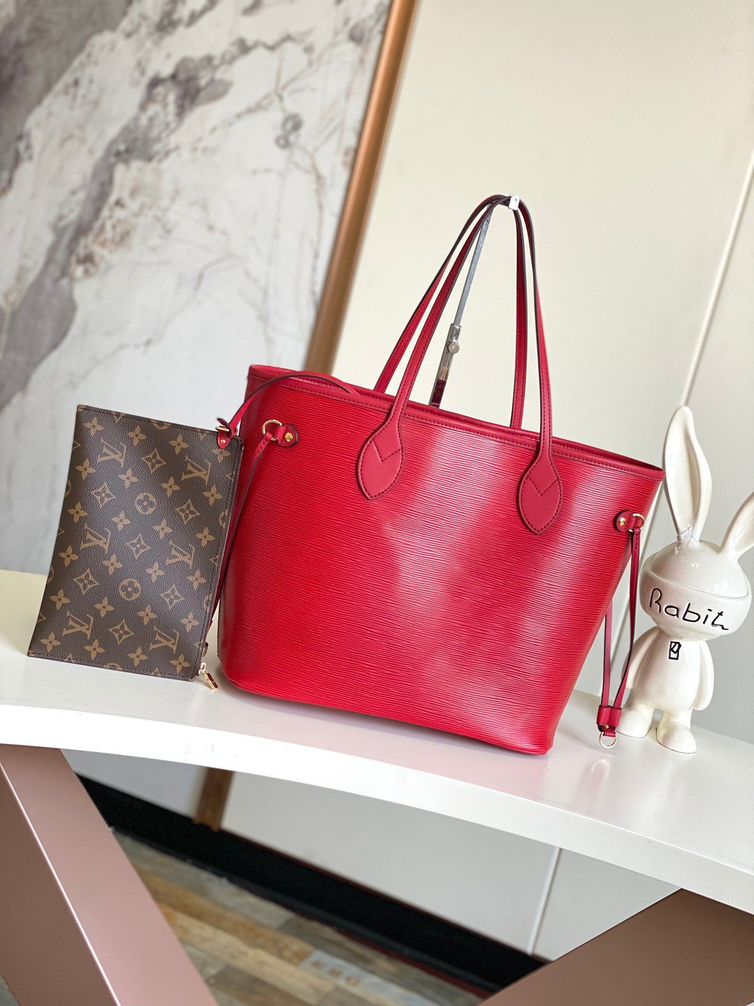 Elegant Red Leather Tote Bag - Large Capacity Women's Shoulder Handbag