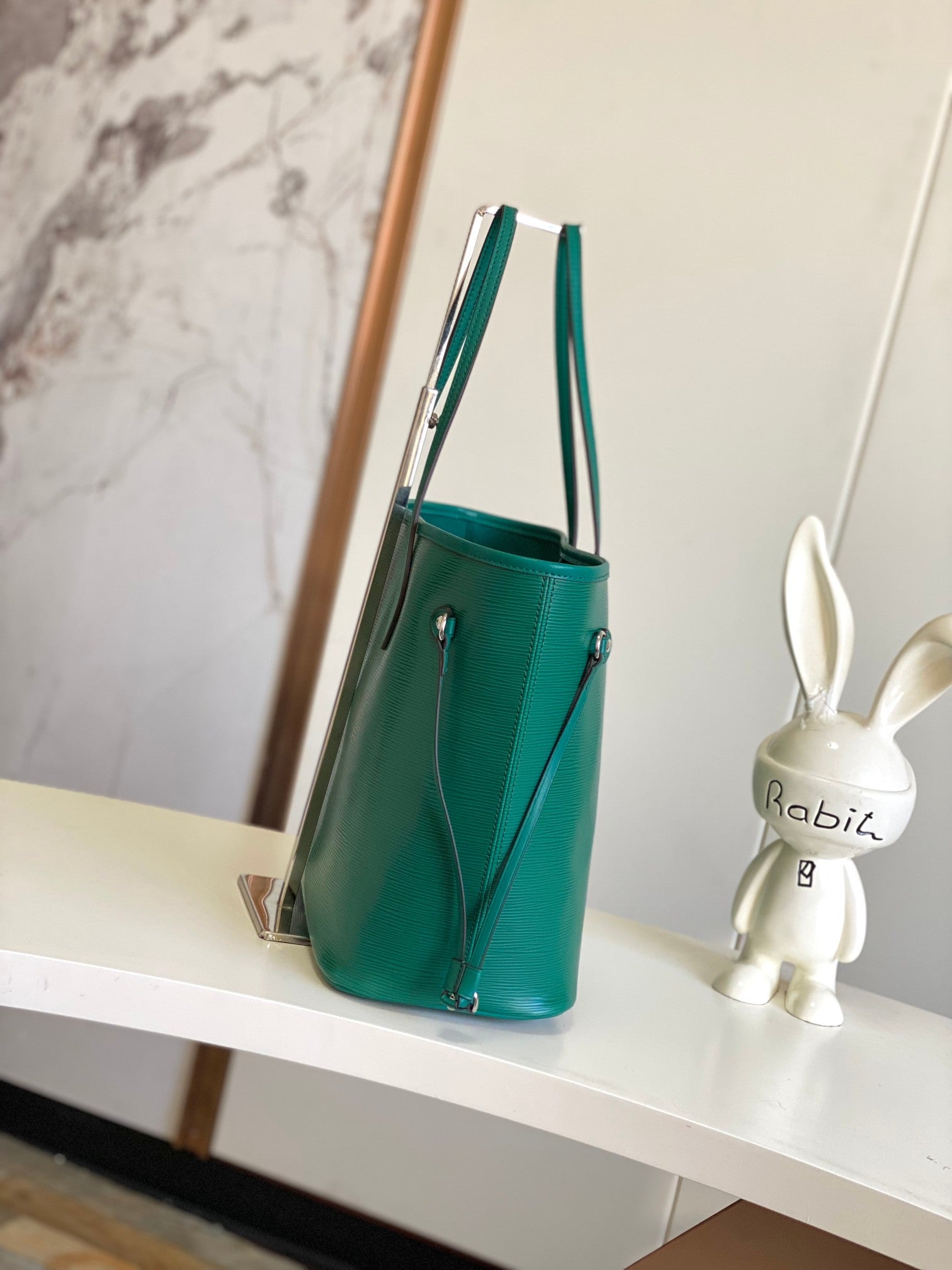 Emerald Green Textured Leather Tote Bag - Large Capacity Elegant Shoulder Handbag with Side Laces