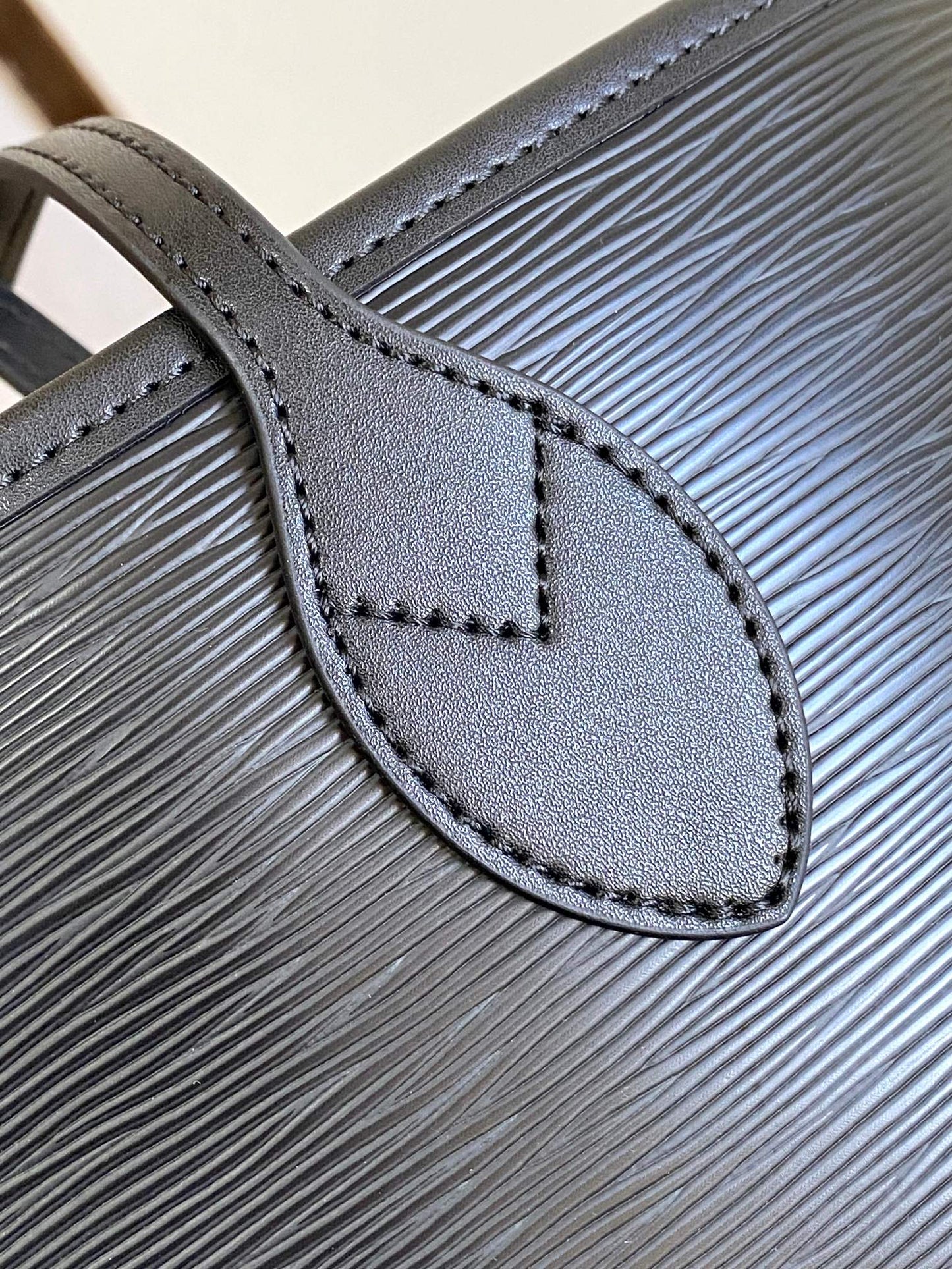 Elegant Black Embossed Monogram Large Tote Bag for Women - Spacious Shoulder Bag for Work and Travel