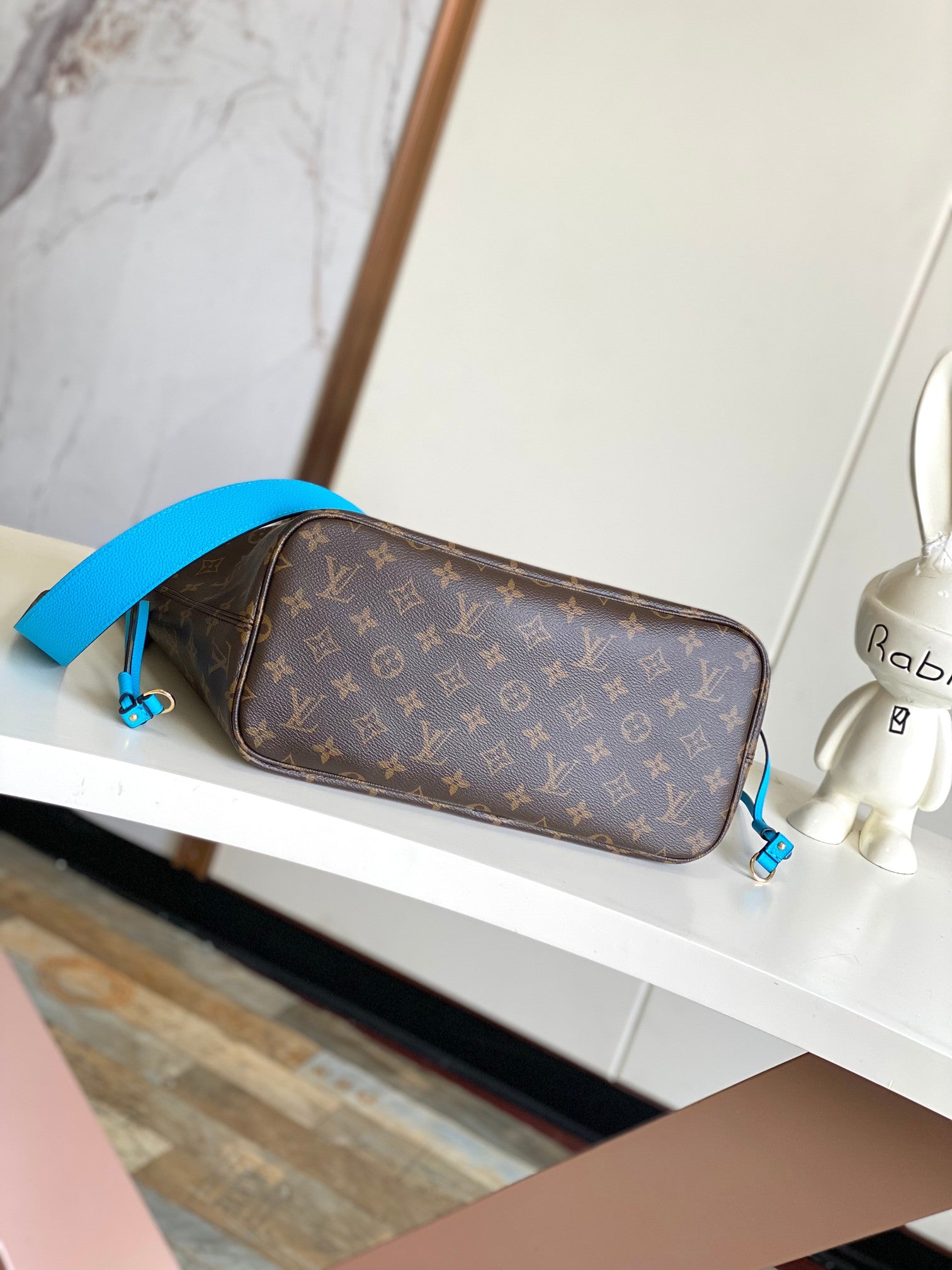 Louis Vuitton LV Match Neverfull MM Tote Bag - Blue Monogram Jacquard Velvet