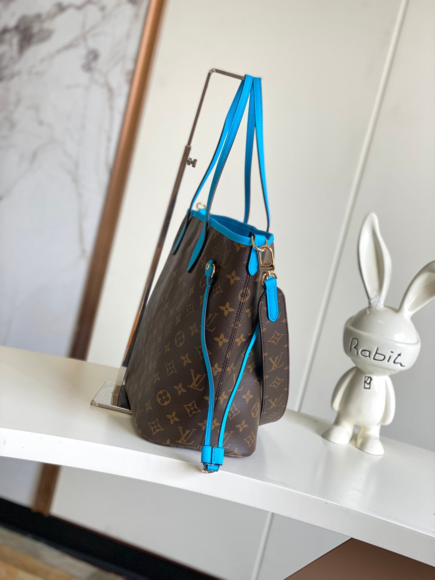 Louis Vuitton LV Match Neverfull MM Tote Bag - Blue Monogram Jacquard Velvet