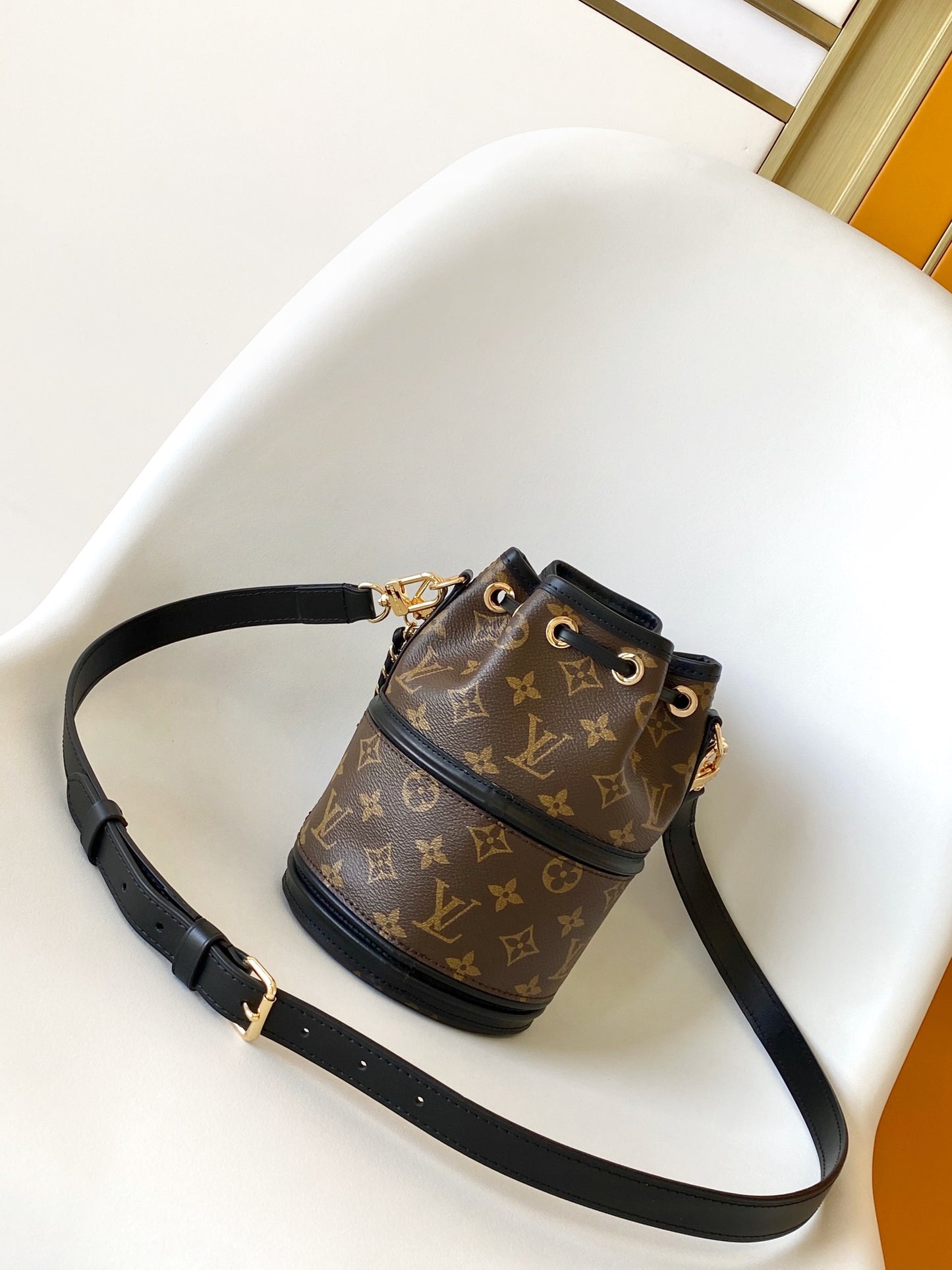 Louis Vuitton Monogram Canvas Duffle Bag with Black Leather Trim
