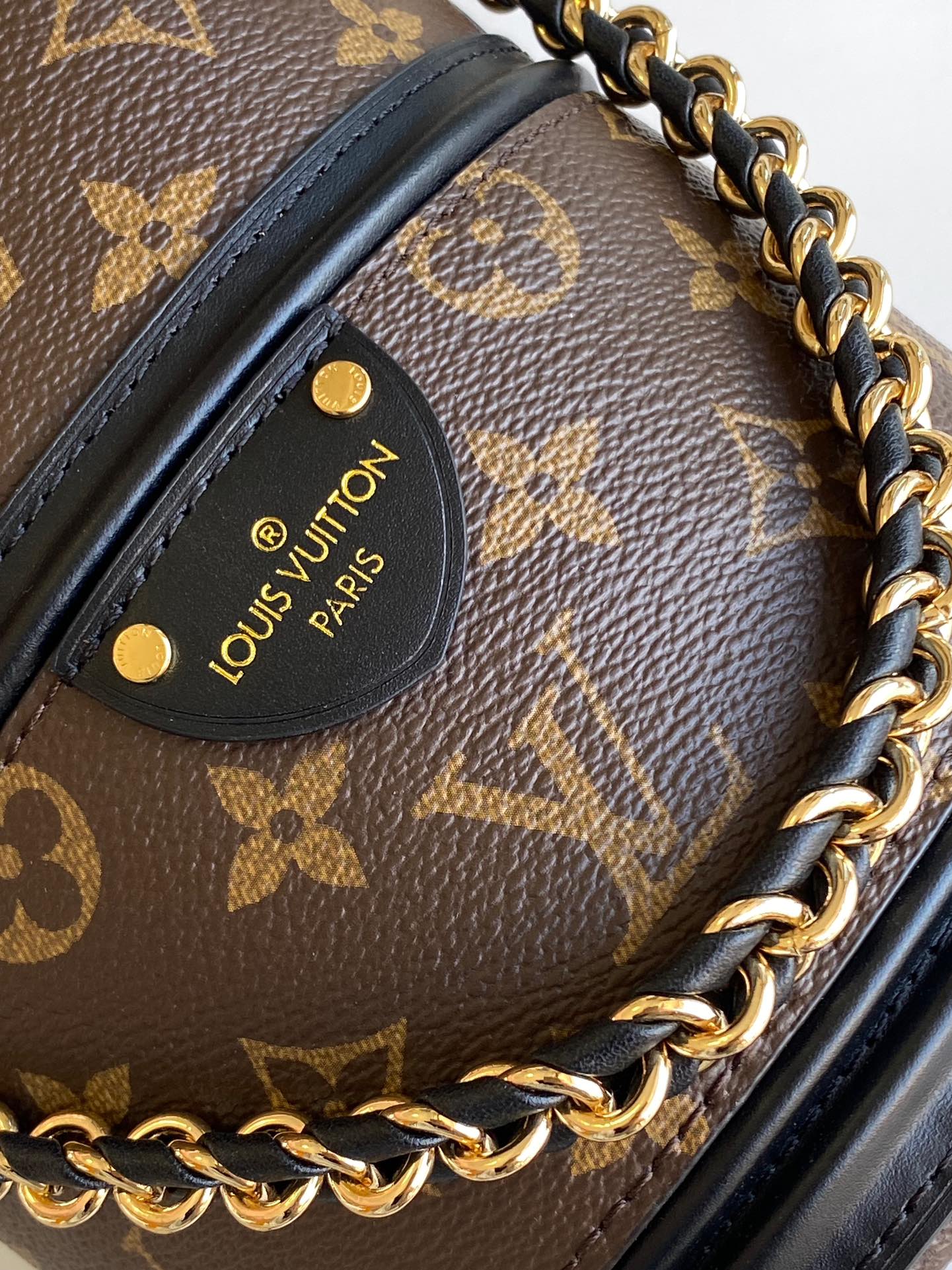 Louis Vuitton Monogram Canvas Duffle Bag with Black Leather Trim